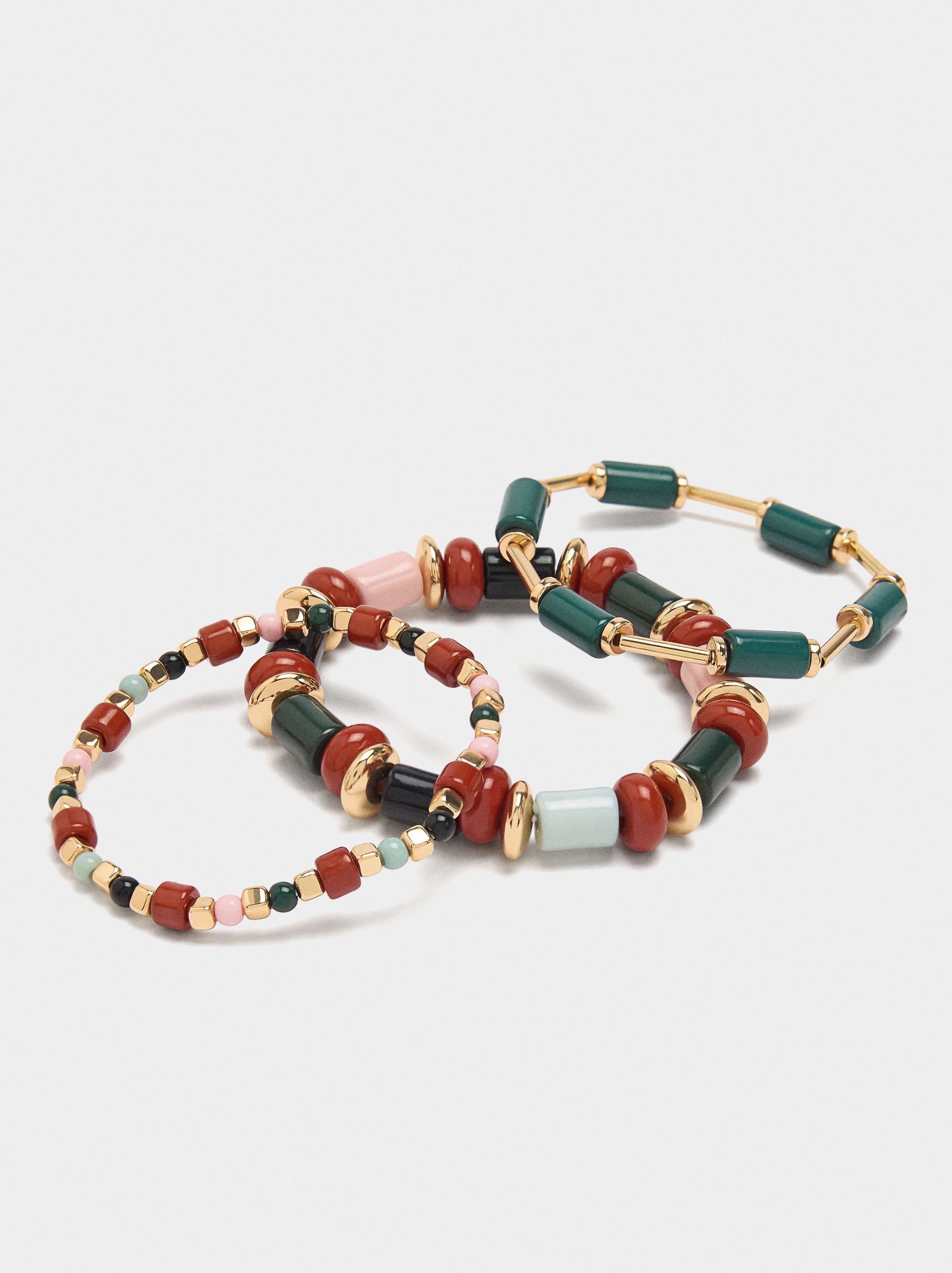 Set De Pulseras Elásticas De Abalorios Multicolor