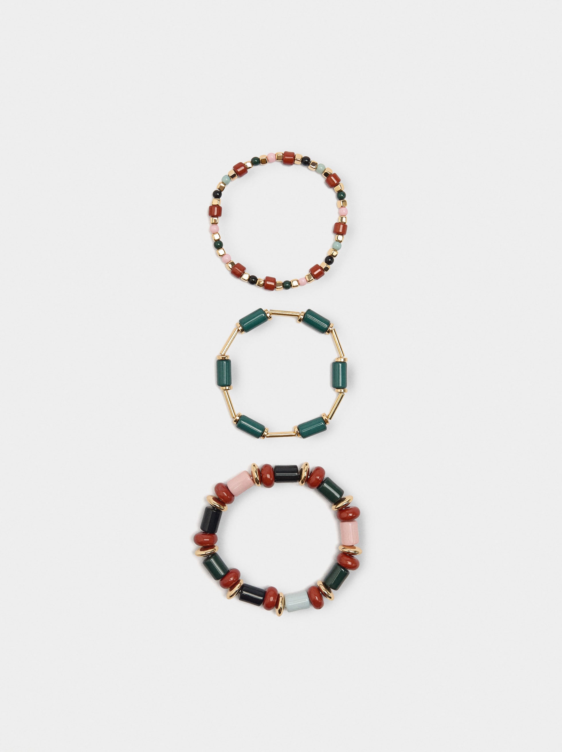 Set De Pulseras Elásticas De Abalorios Multicolor