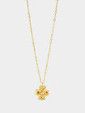 Collar Colgante De Cruz Con Piedras - Baño De Oro 18k