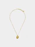 Collar Colgante Ovalado Con Piedras - Baño De Oro 18k