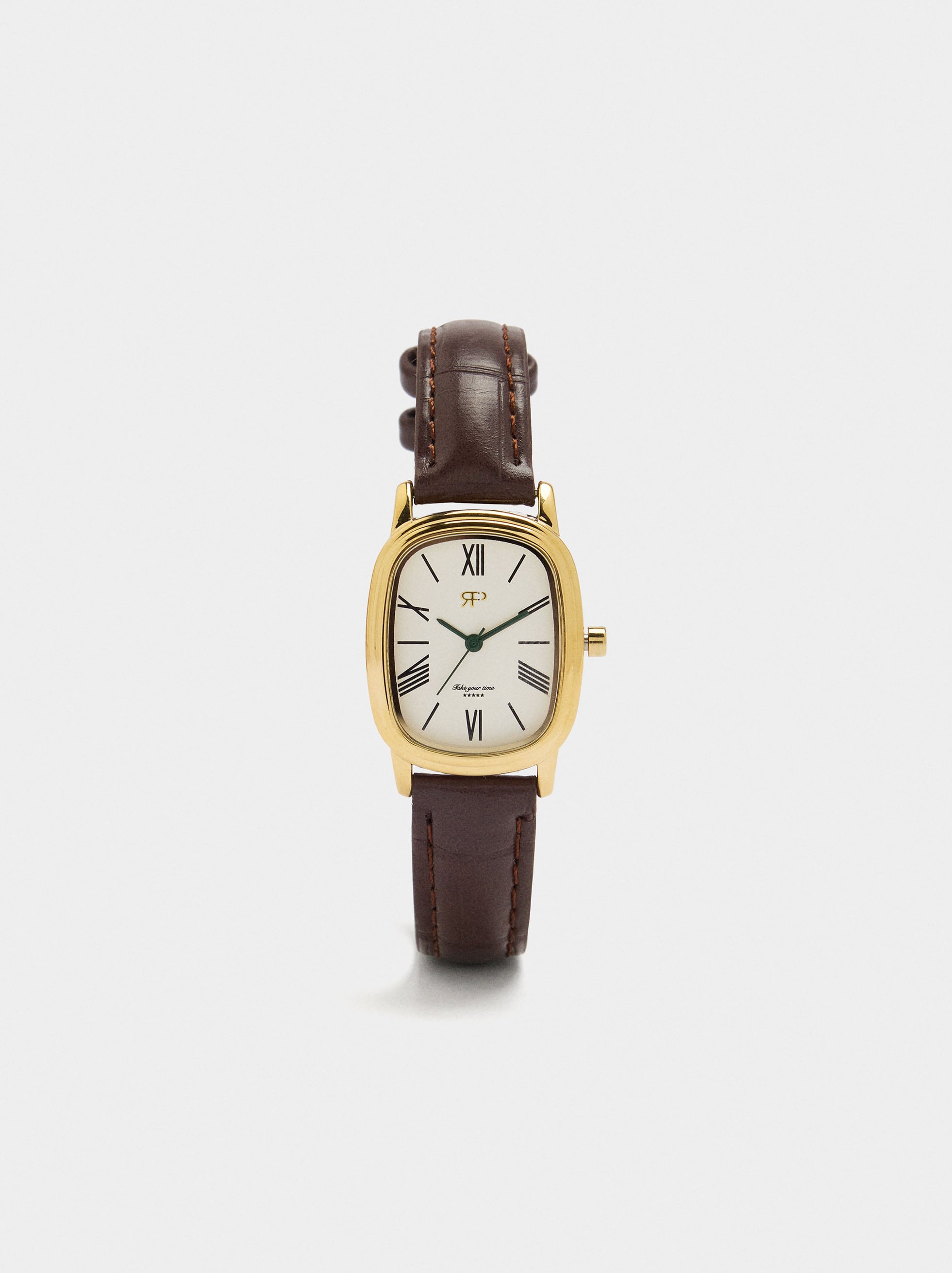 Reloj Rectangular Con Pulsera Efecto Piel