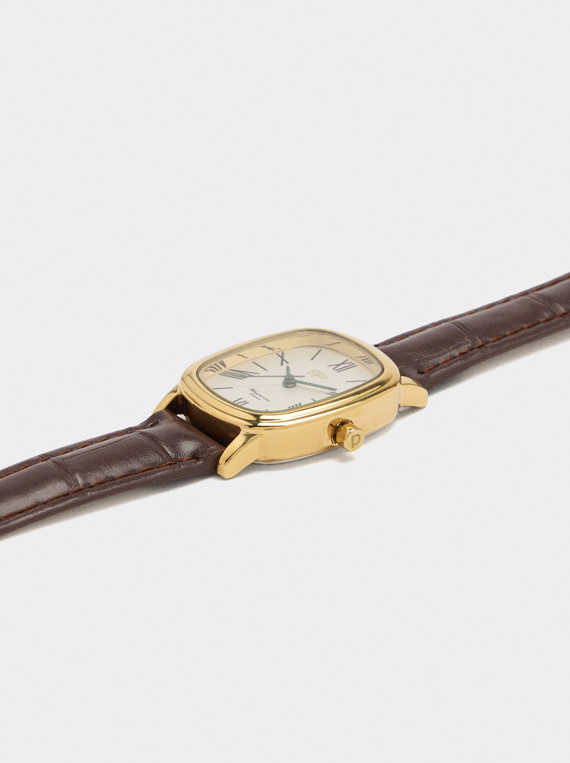 Reloj Rectangular Con Pulsera Efecto Piel