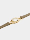 Reloj Ovalado Con Pulsera Efecto Piel