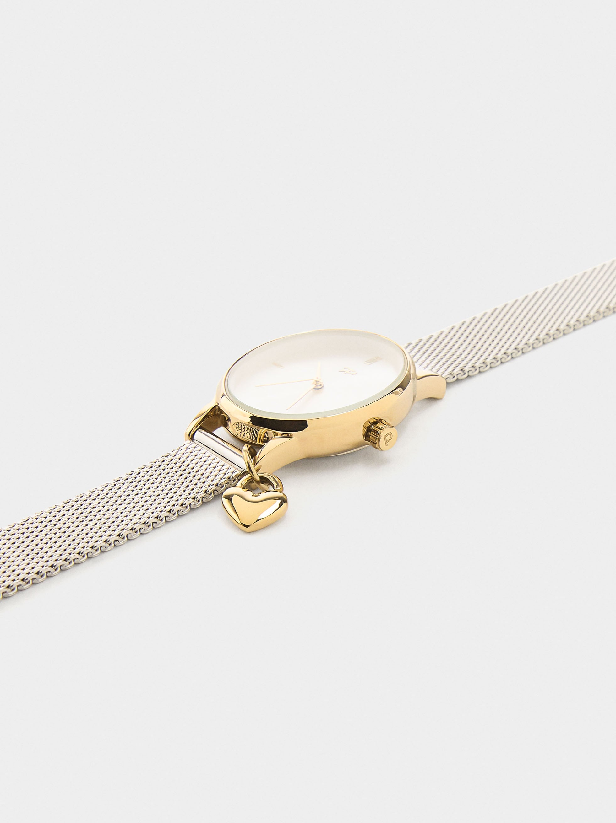 Reloj Pulsera De Malla Metálica Con Charm