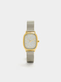 Reloj Rectangular Con Pulsera De Malla Metálica