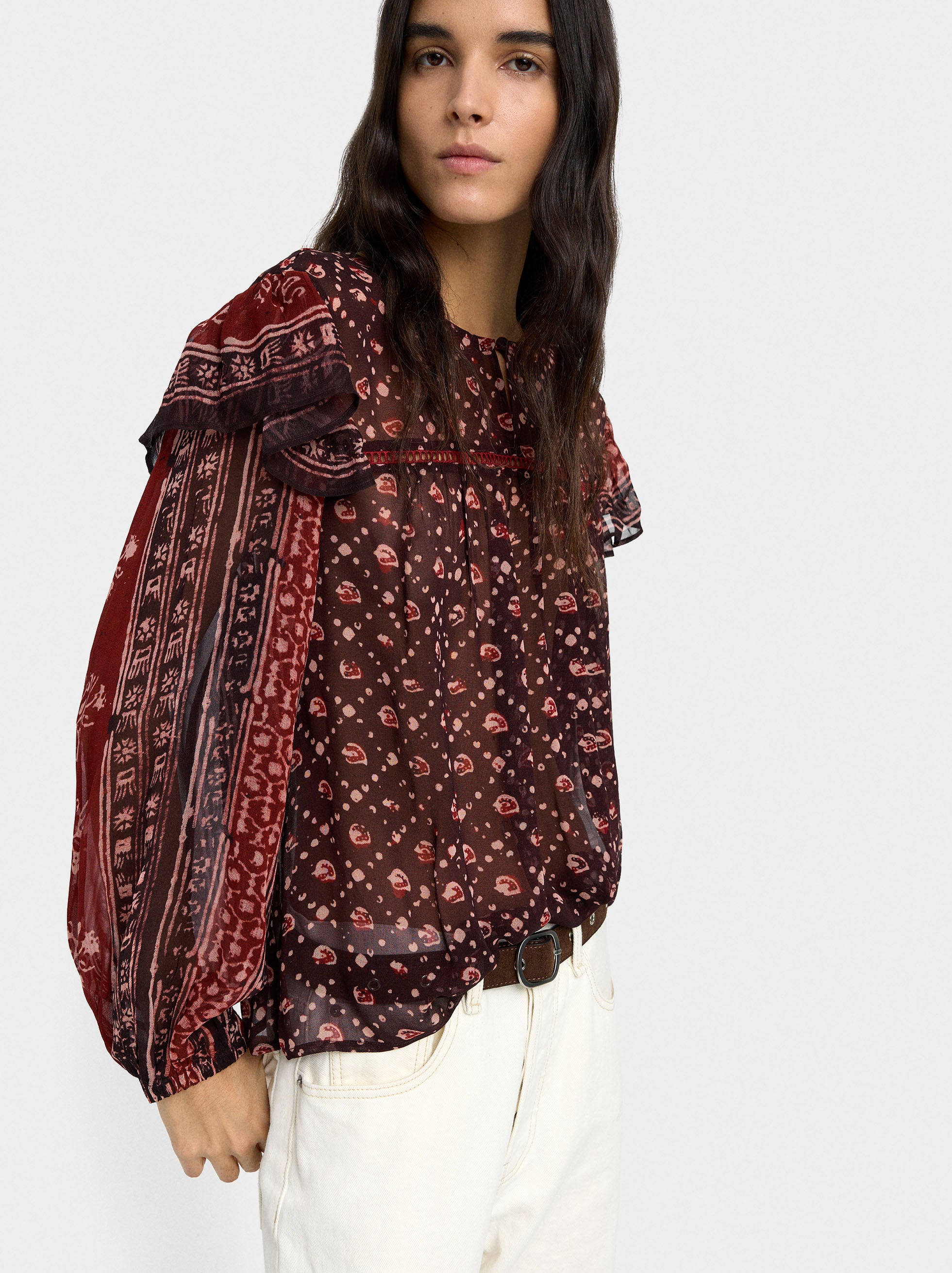 Blusa Estampada Semitransparente