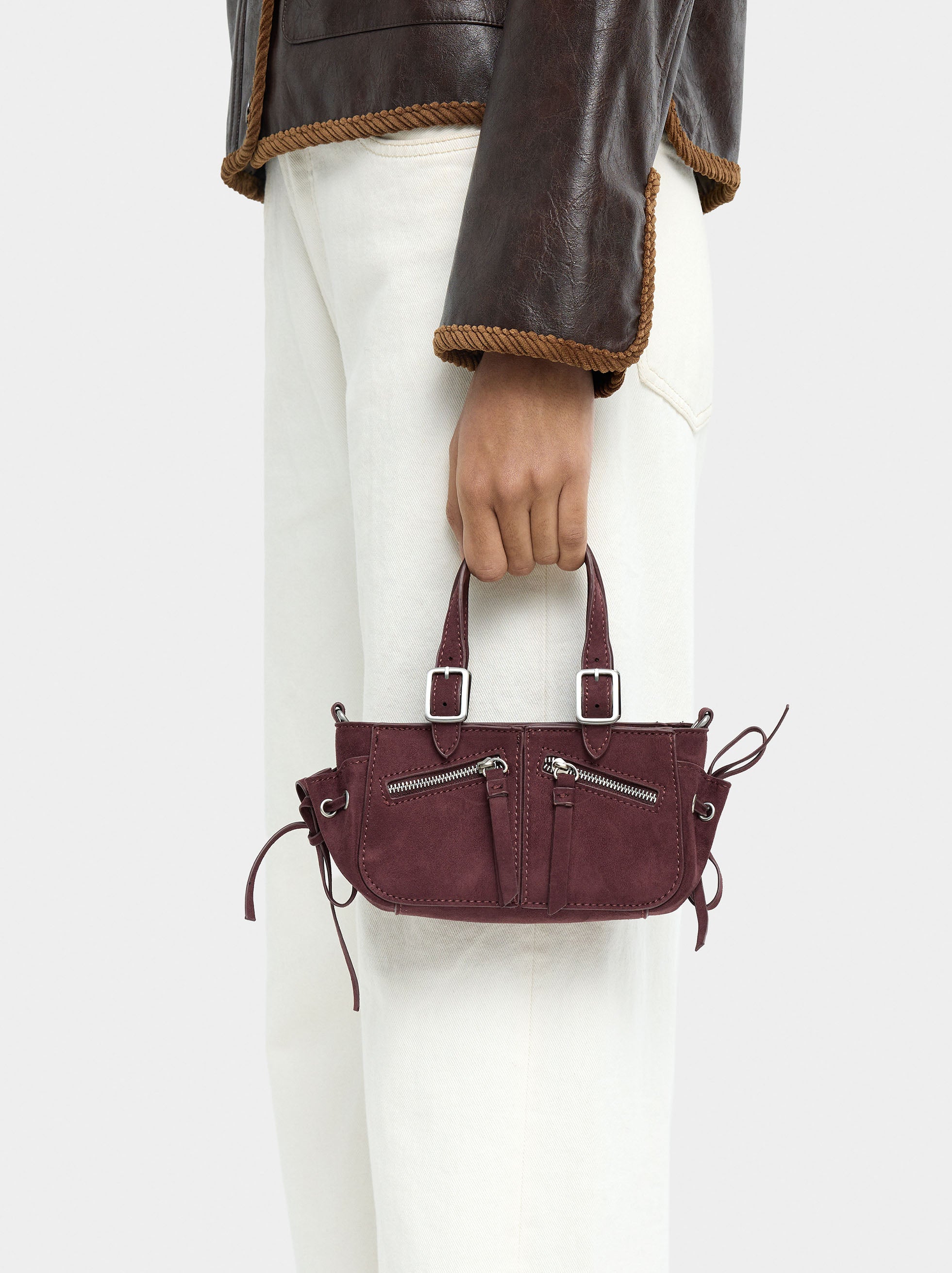 Mini Bolso De Mano Con Efecto Piel