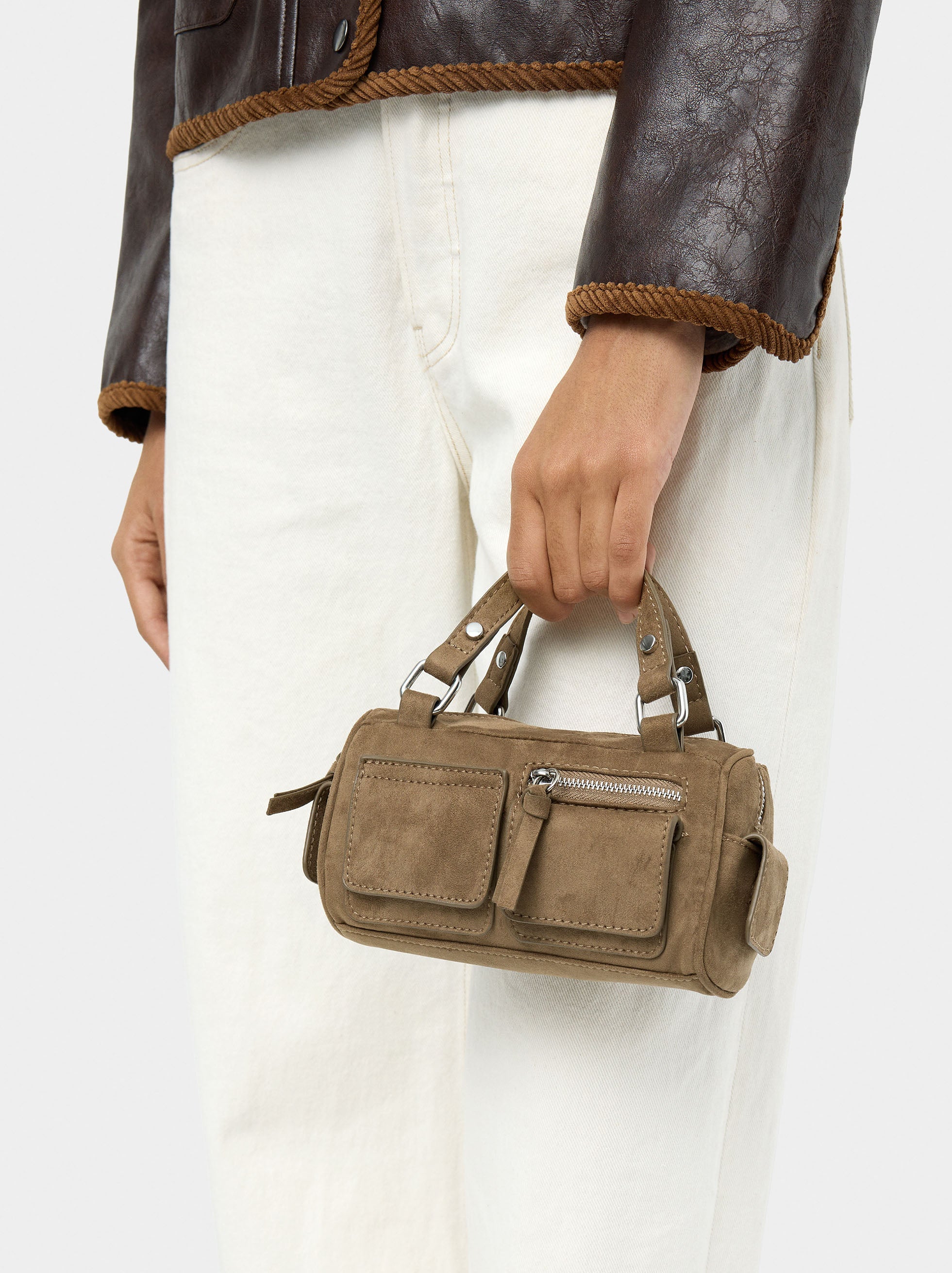 Mini Bolso De Mano Con Efecto Piel