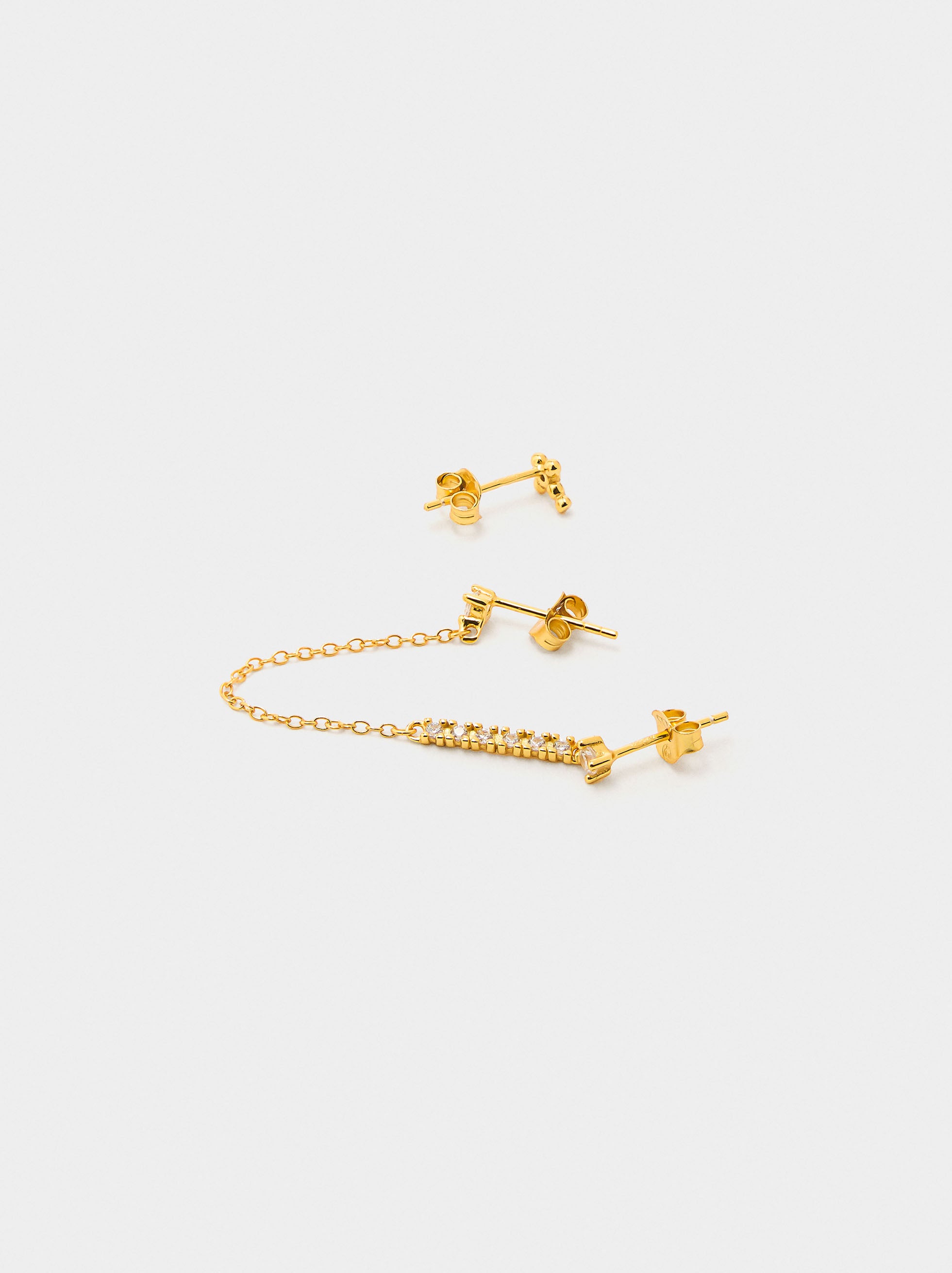 Set De Pendientes Con Circonitas - Plata De Ley 925