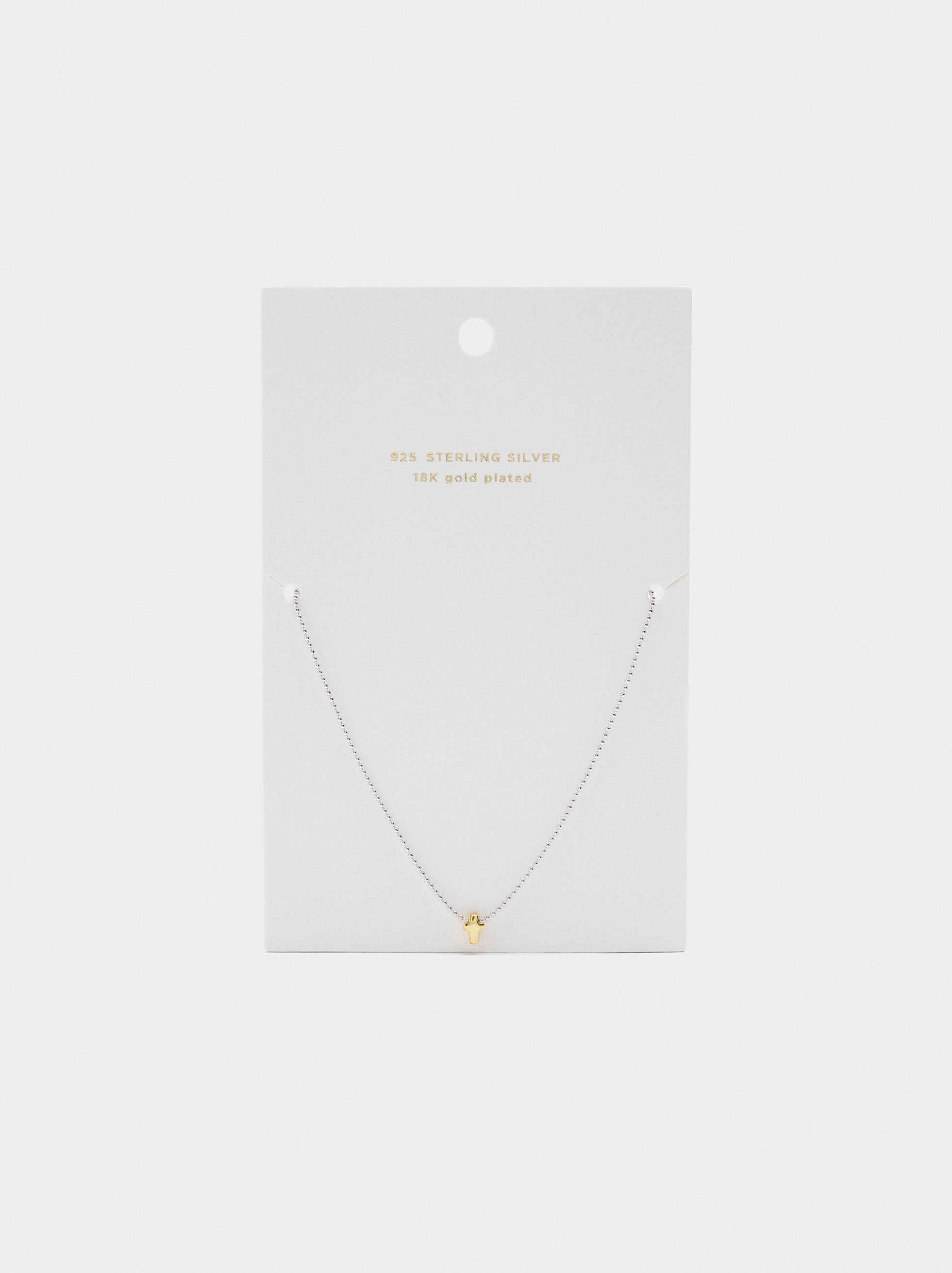 Collar Con Cruz Bicolor - Plata De Ley 925
