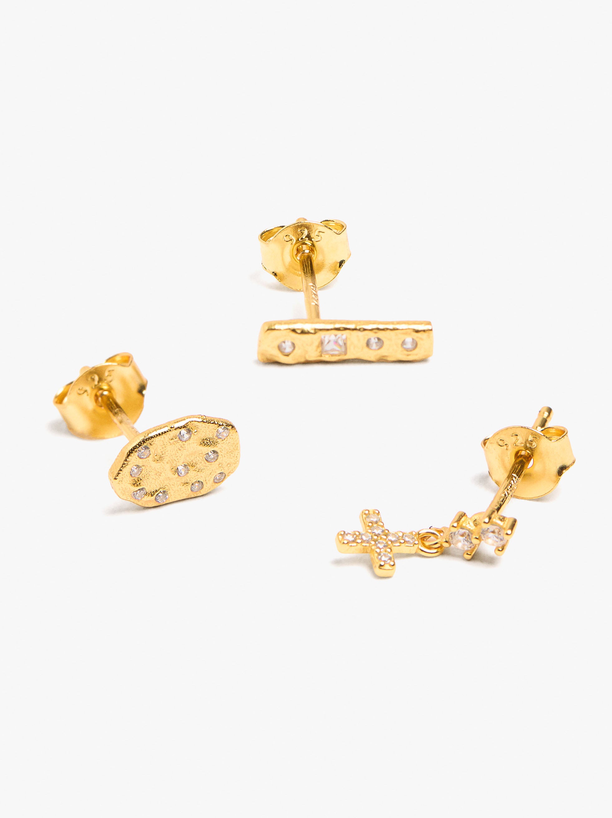 Conjunto De Pendientes De Plata 925 Sterling Silver Singl