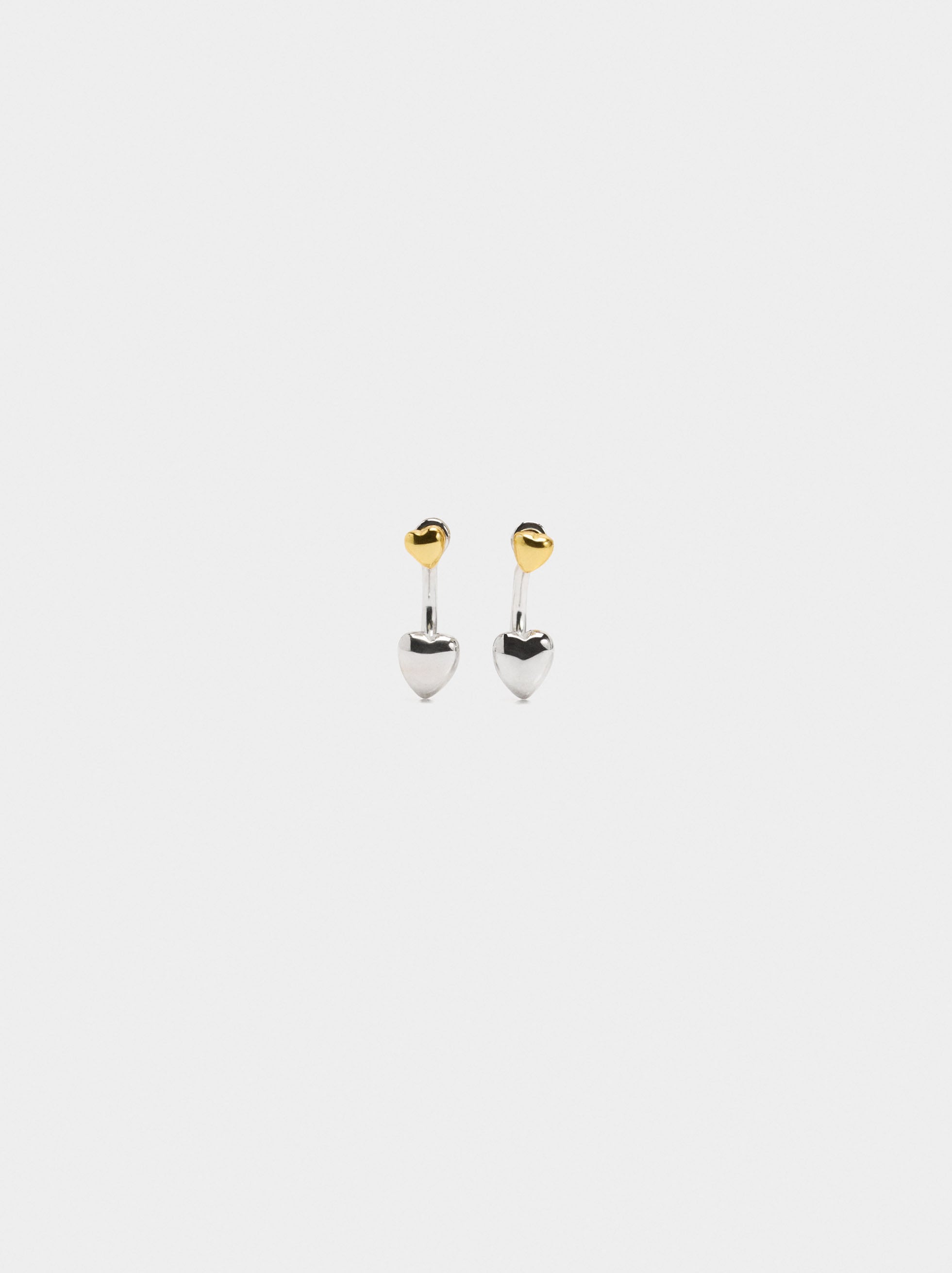 Pendientes Ear Jacket Corazón - Plata De Ley 925