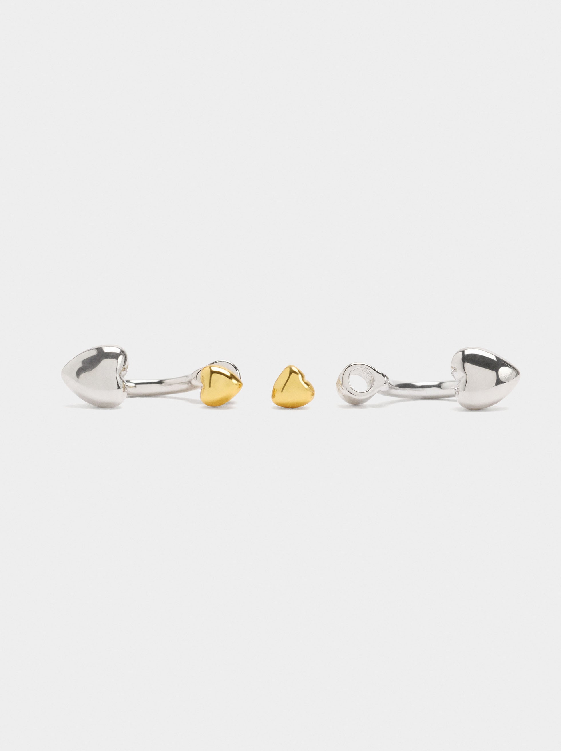 Pendientes Ear Jacket Corazón - Plata De Ley 925