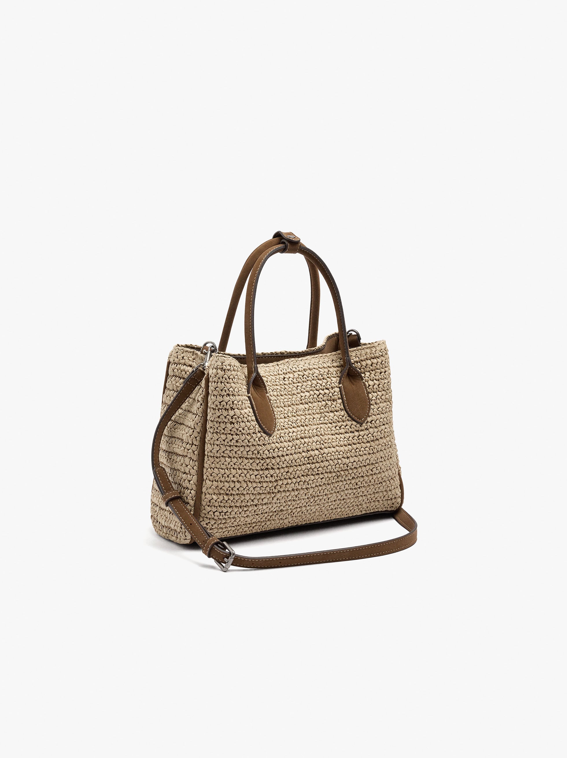 Bolso Tote Efecto Rafia Con Bandolera