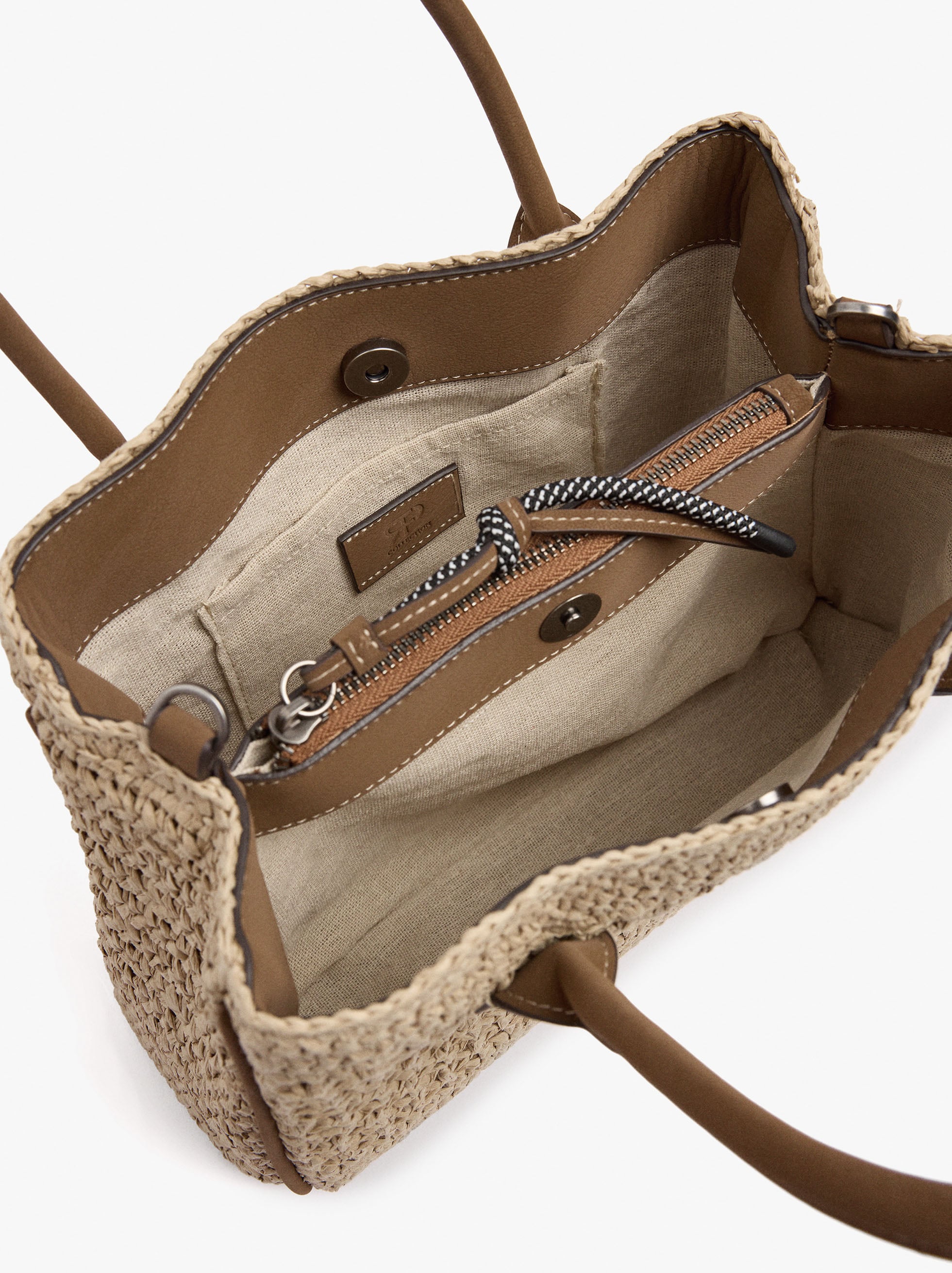 Bolso Tote Efecto Rafia Con Bandolera