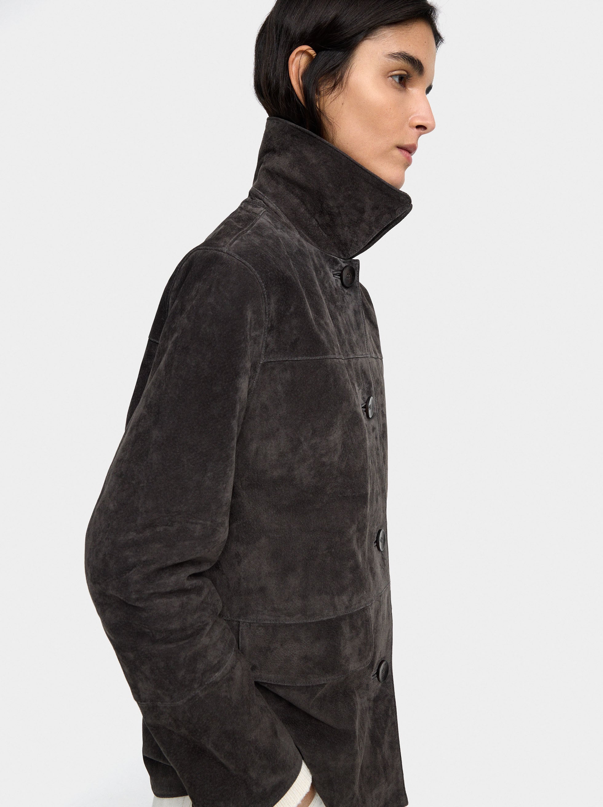 Chaqueta De Piel Con Botones