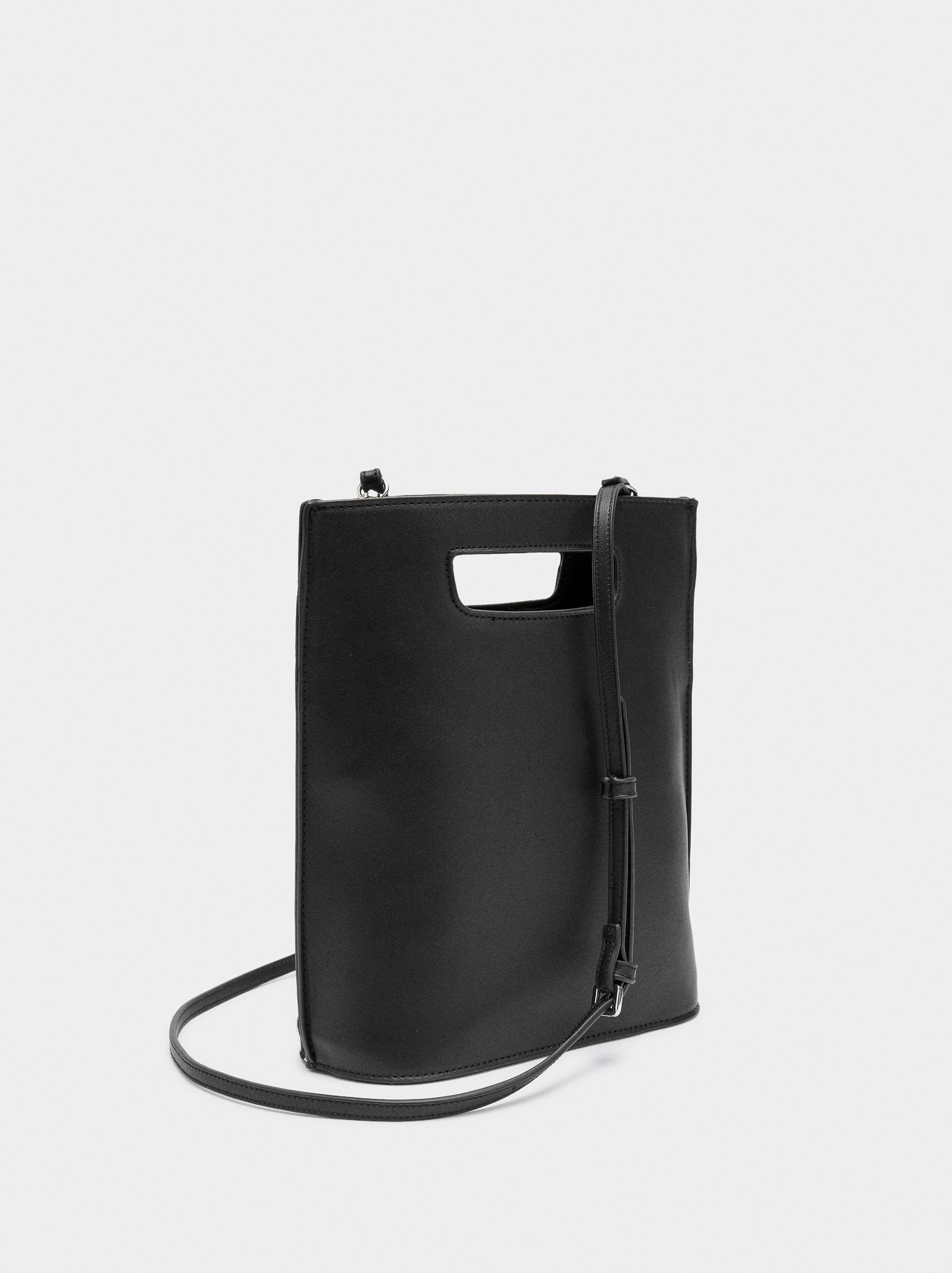 Bolso Tote Con Detalles De Piel