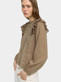 Blusa Con Bordados Y Volantes