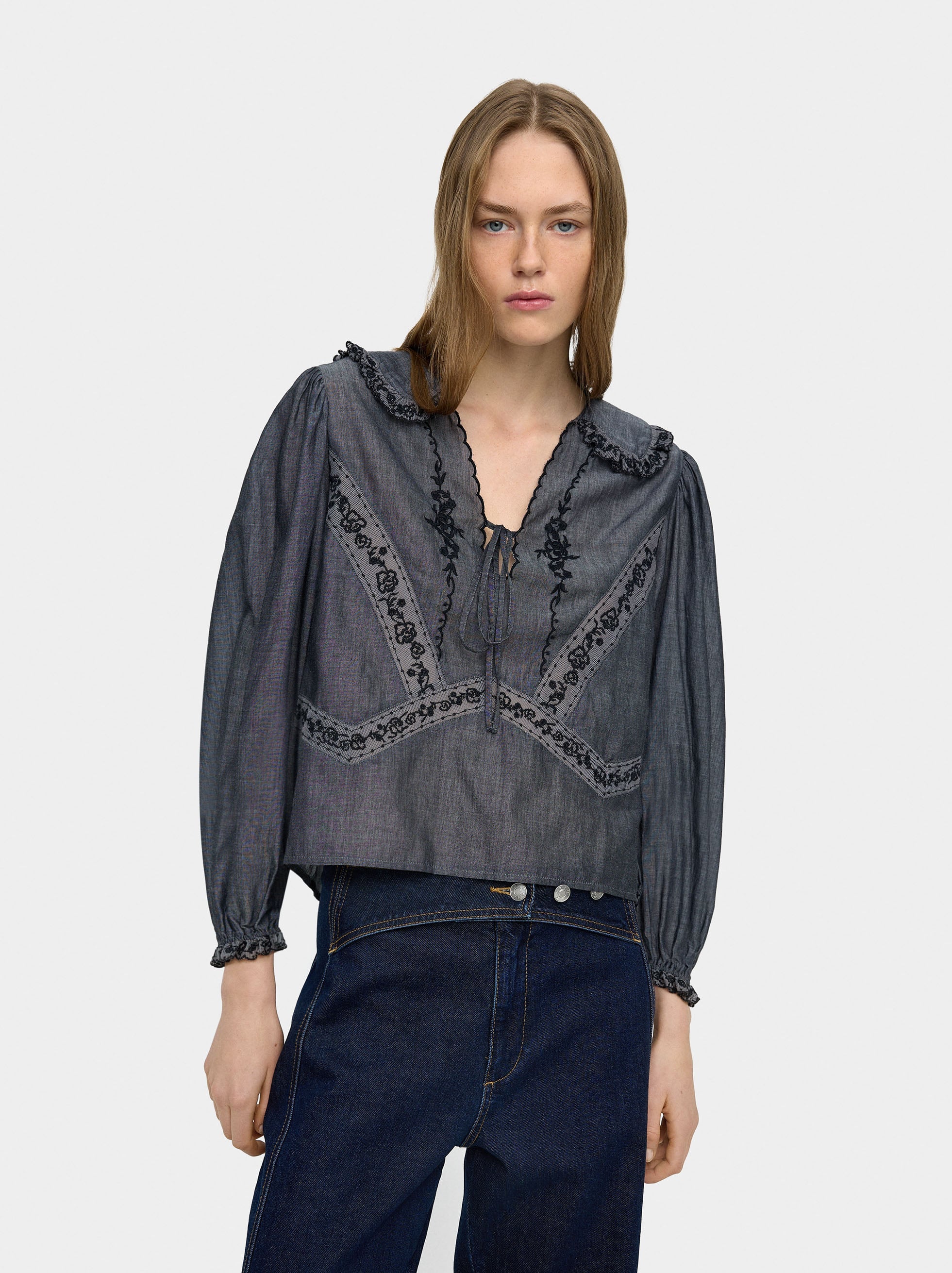 Blusa Con Bordados 100% Algodón
