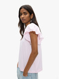 Camiseta De Algodón Mangas Con Volantes
