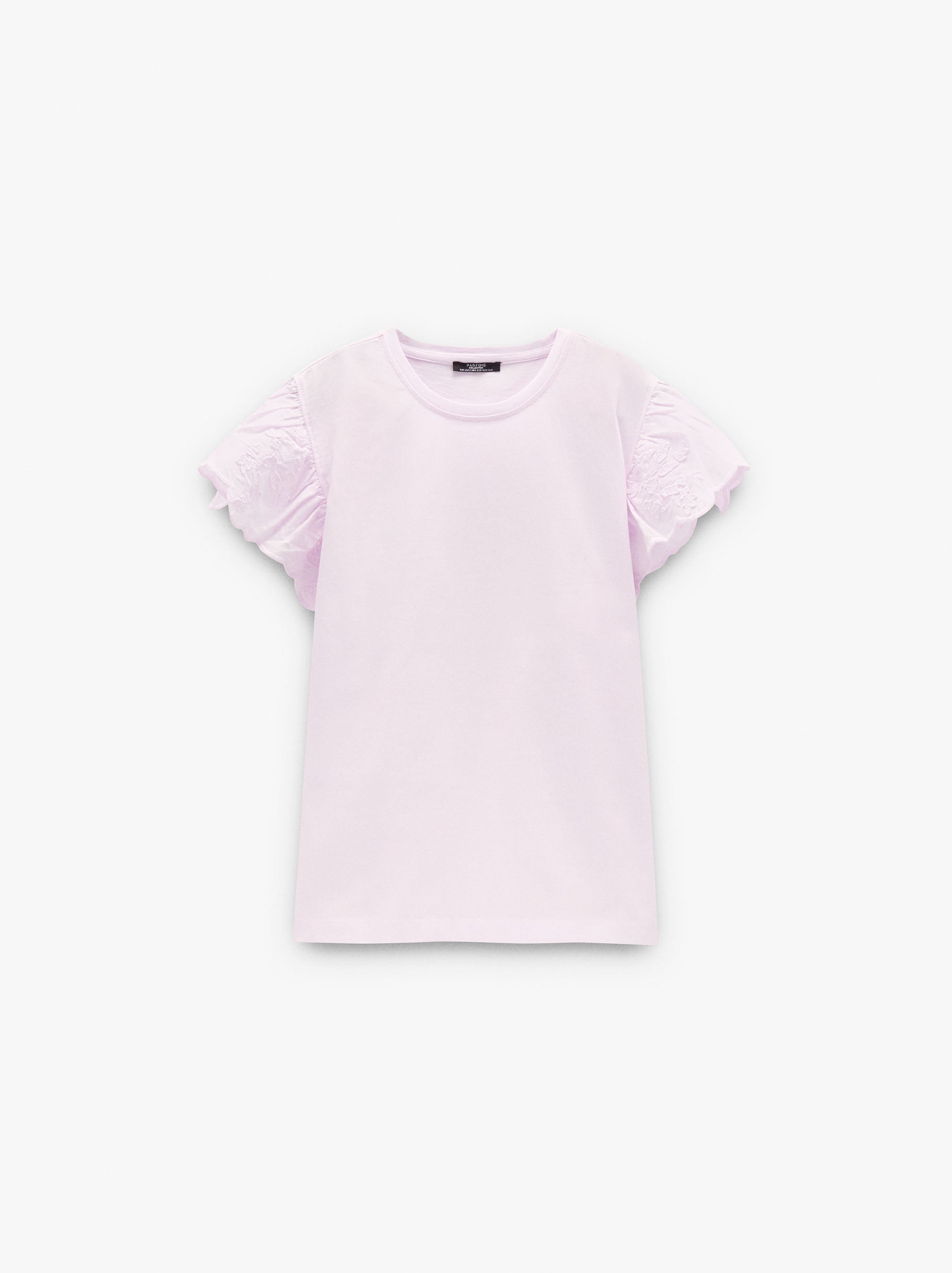 Camiseta De Algodón Mangas Con Volantes