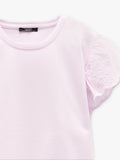 Camiseta De Algodón Mangas Con Volantes