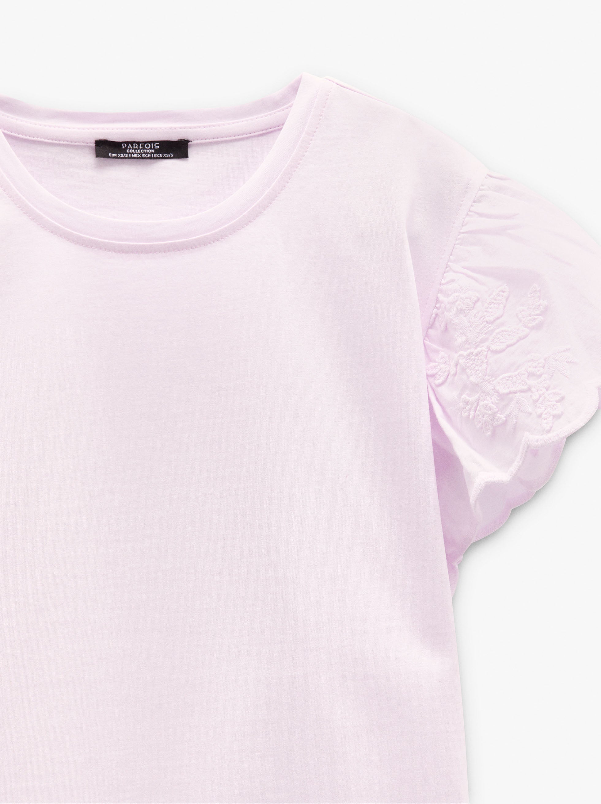 Camiseta De Algodón Mangas Con Volantes