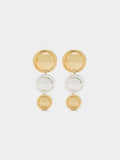 Pendientes Largos Con Círculos Bicolor