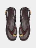 Sandalias De Piel Thong Tira Al Tobillo
