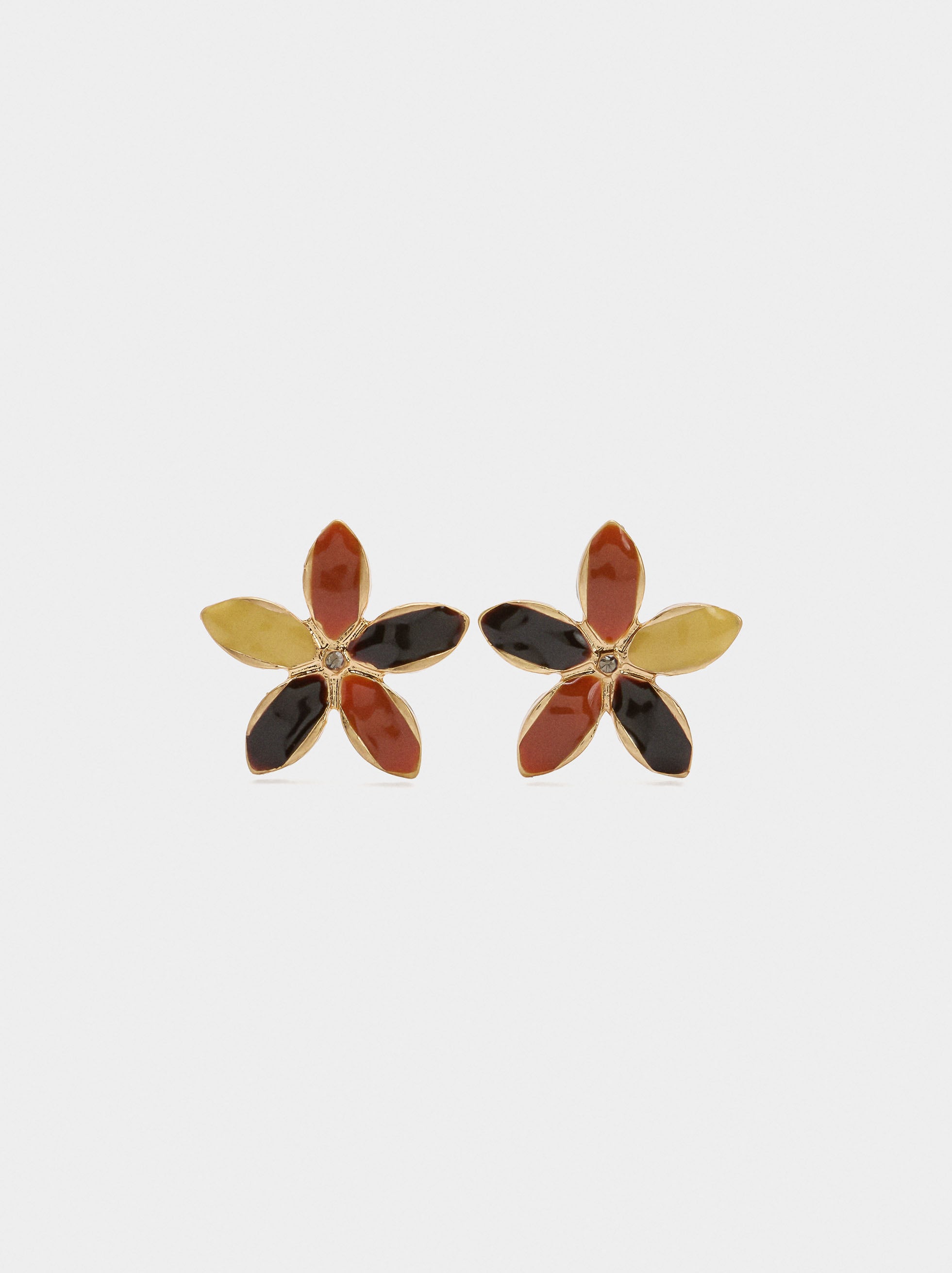 Pendientes Flor Con Esmalte Multicolor