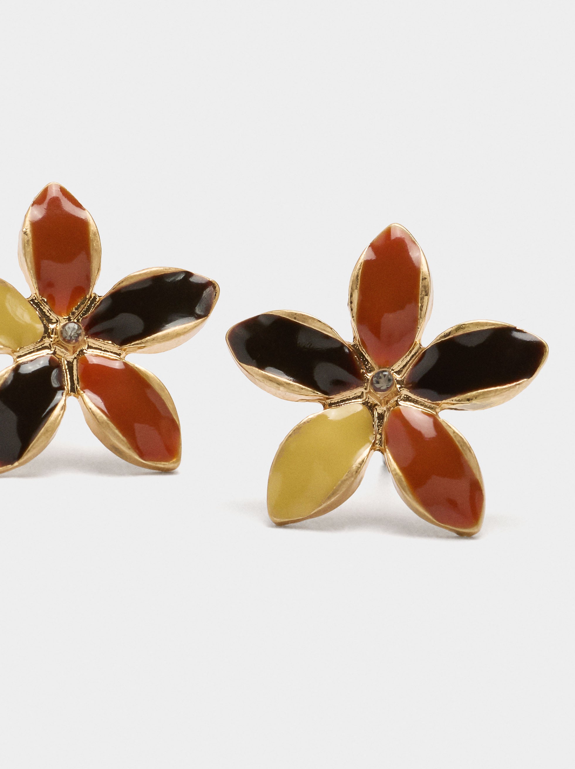 Pendientes Flor Con Esmalte Multicolor