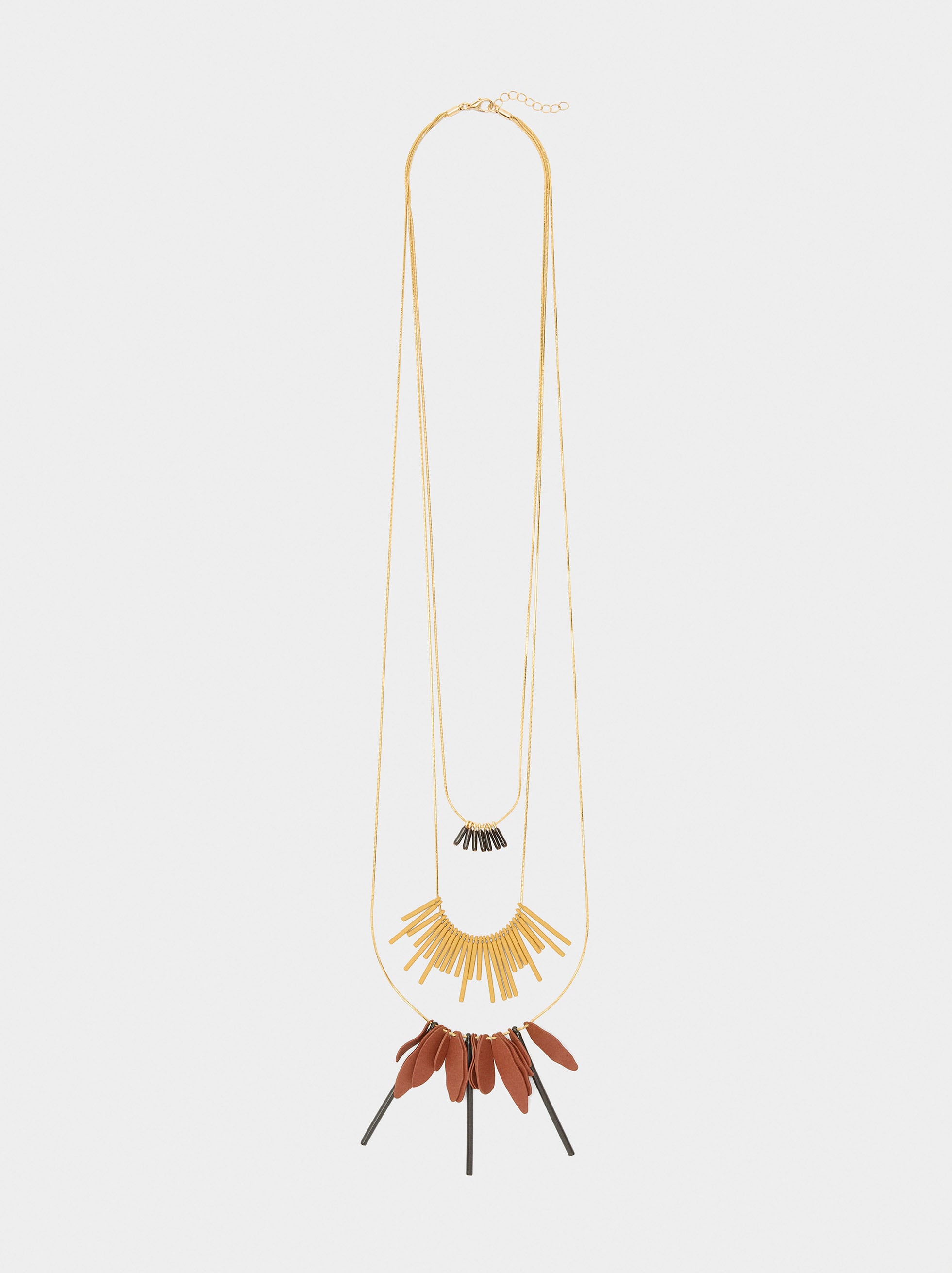 Collar Triple Con Colgantes De Barras