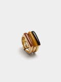 Anillo Triple Con Esmalte
