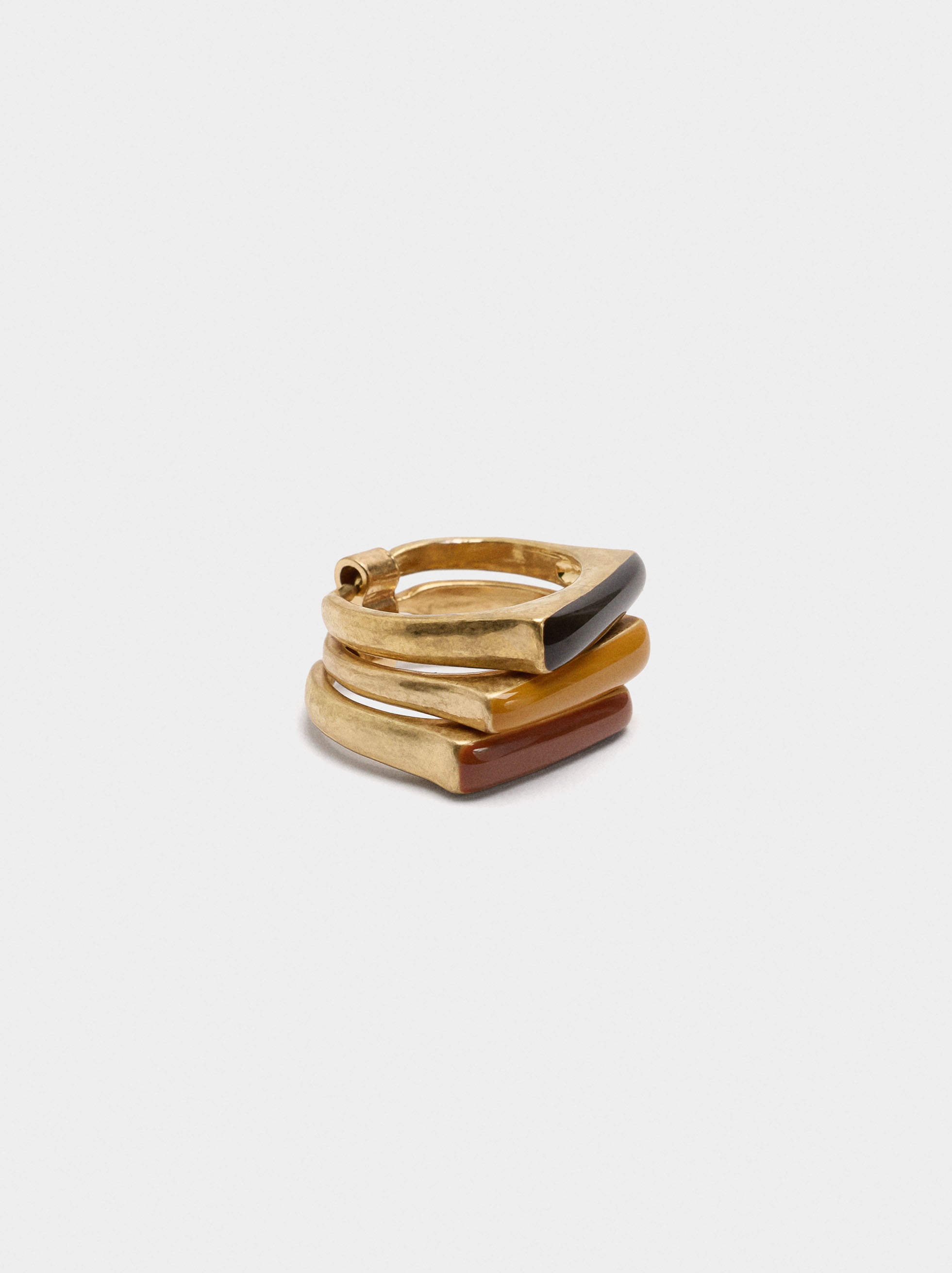 Anillo Triple Con Esmalte