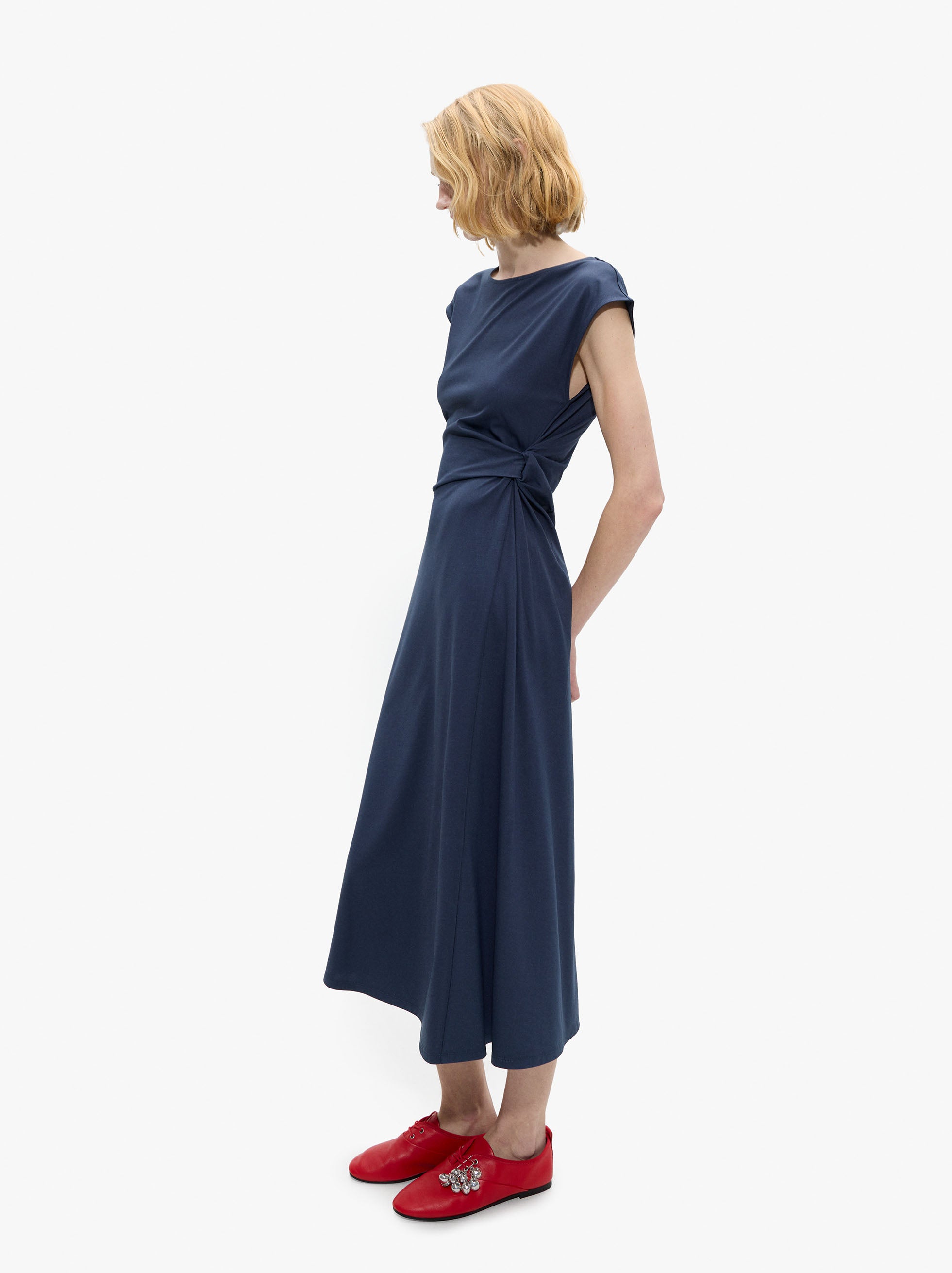 Vestido Midi Con Drapeado