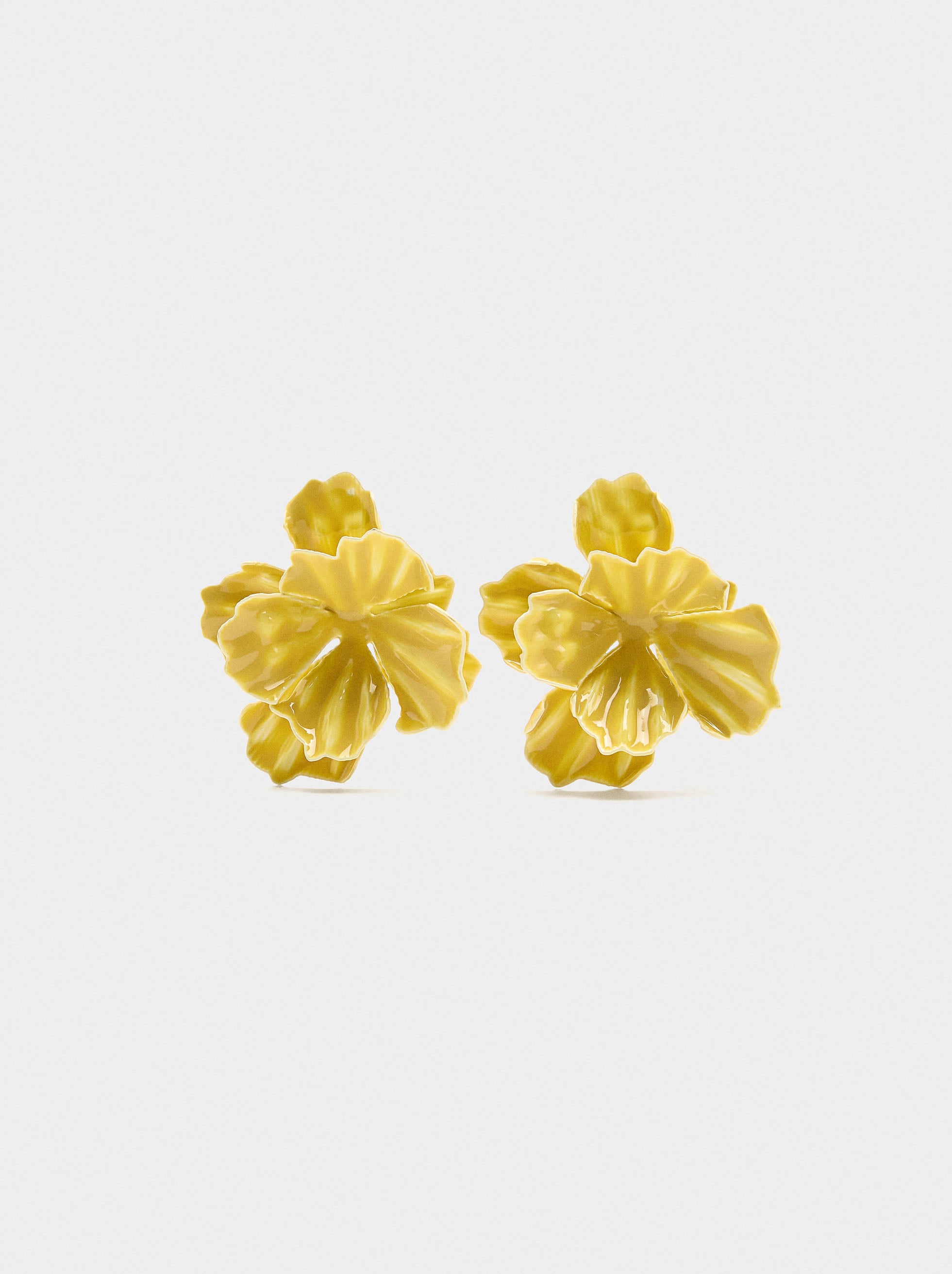 Pendientes Flor Esmaltada Con Relieve