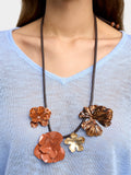 Collar De Cordón Con Flores Esmaltadas