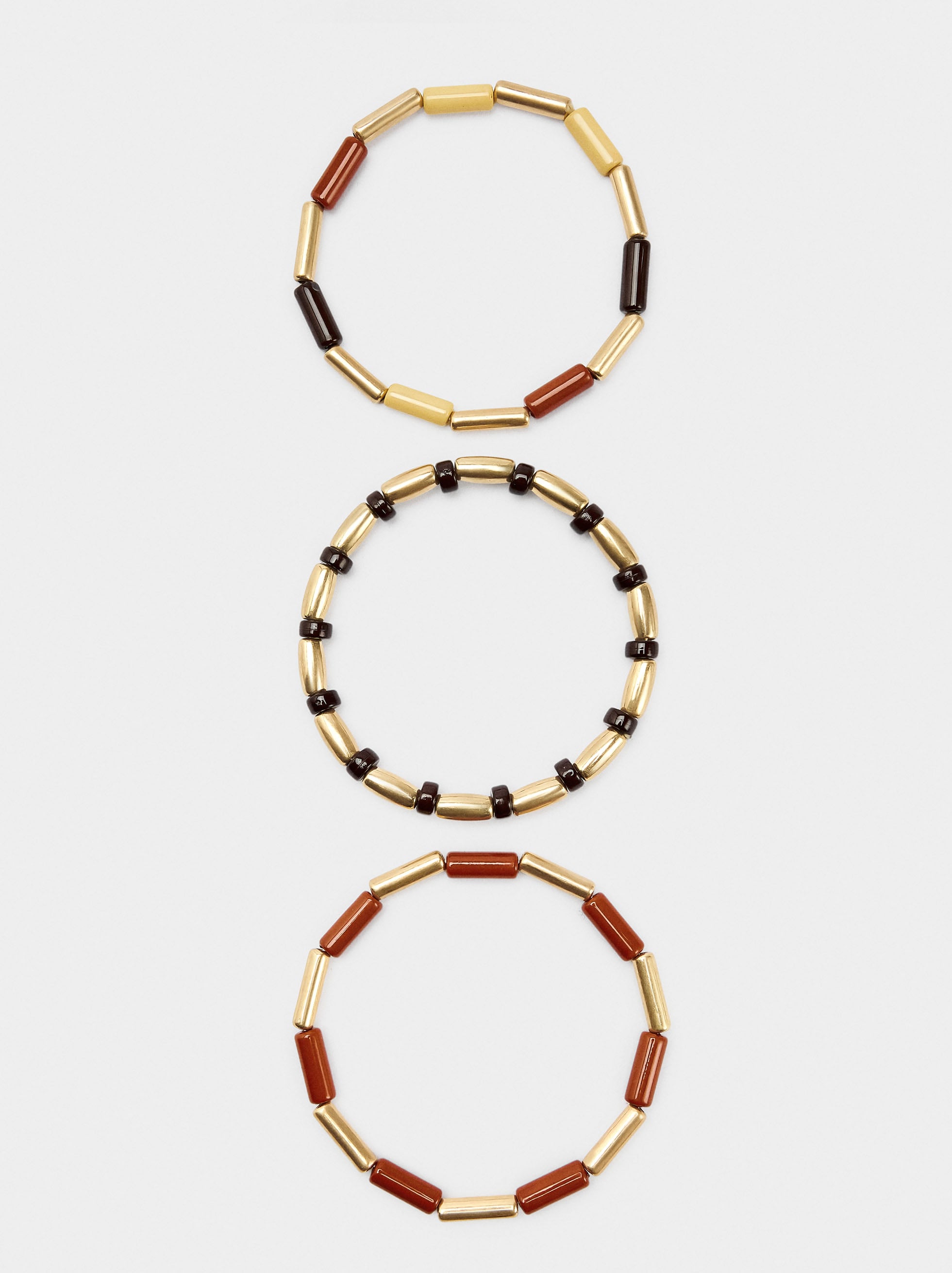 Set De Pulseras Elásticas Cuentas Cilíndricas