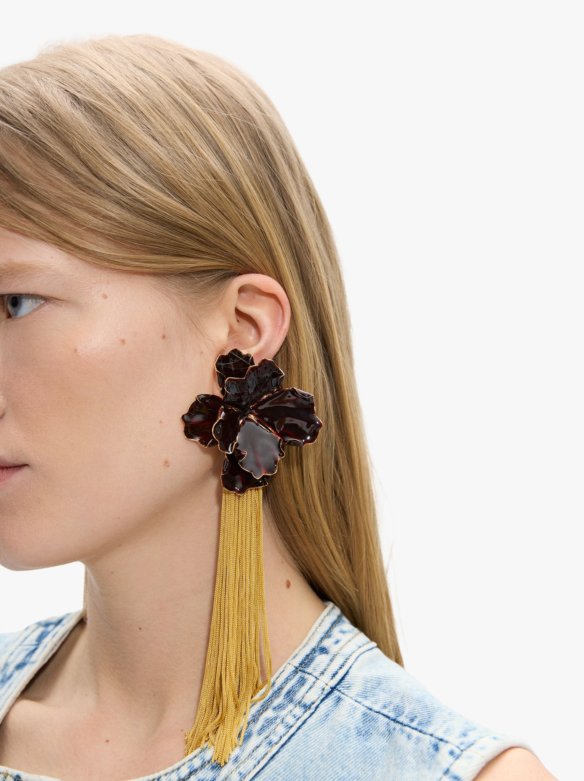 Pendientes Maxi Flor Con Flecos