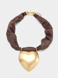 Collar De Tela Con Colgante Corazón