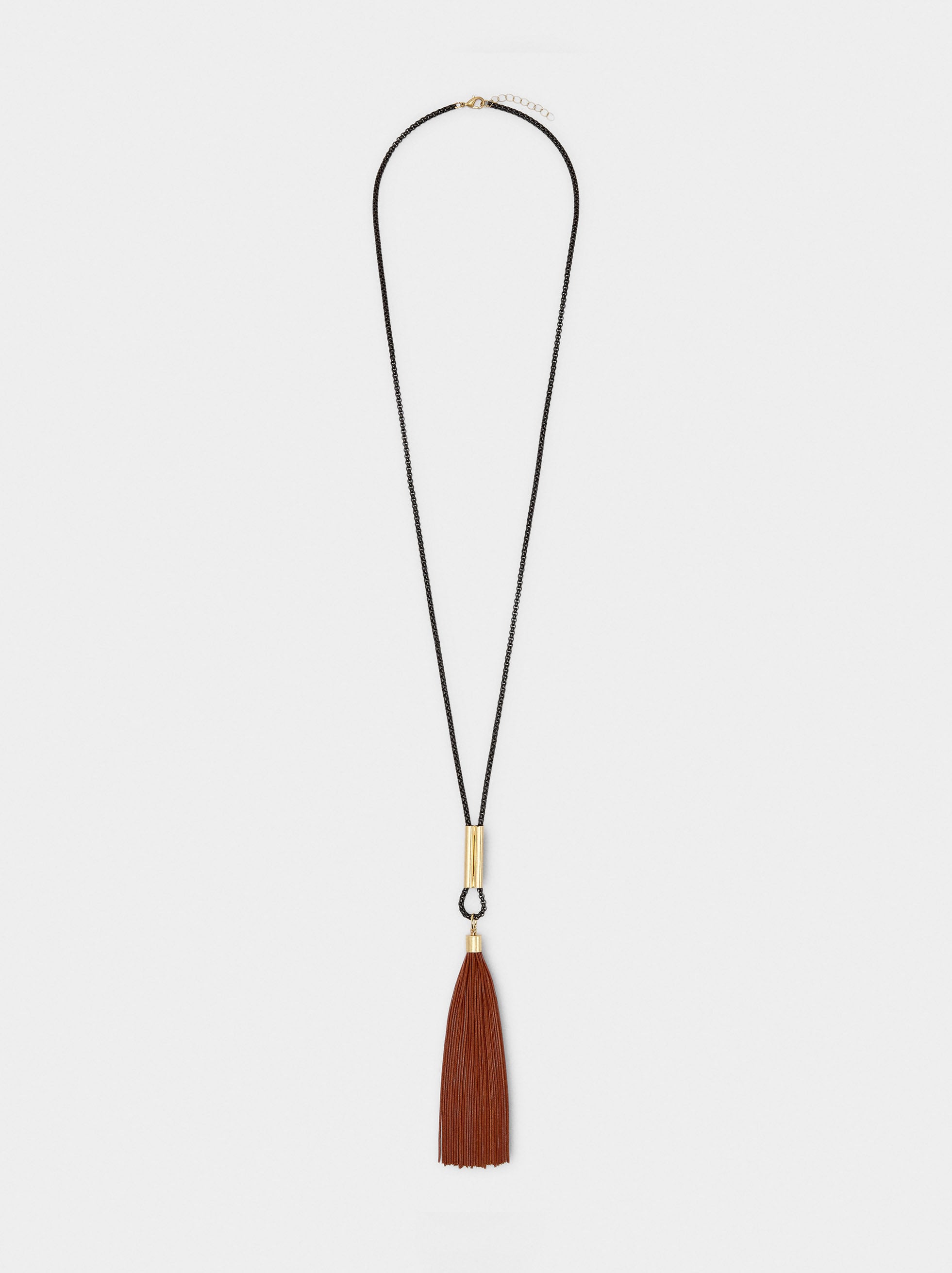 Collar Largo Con Colgante De Flecos