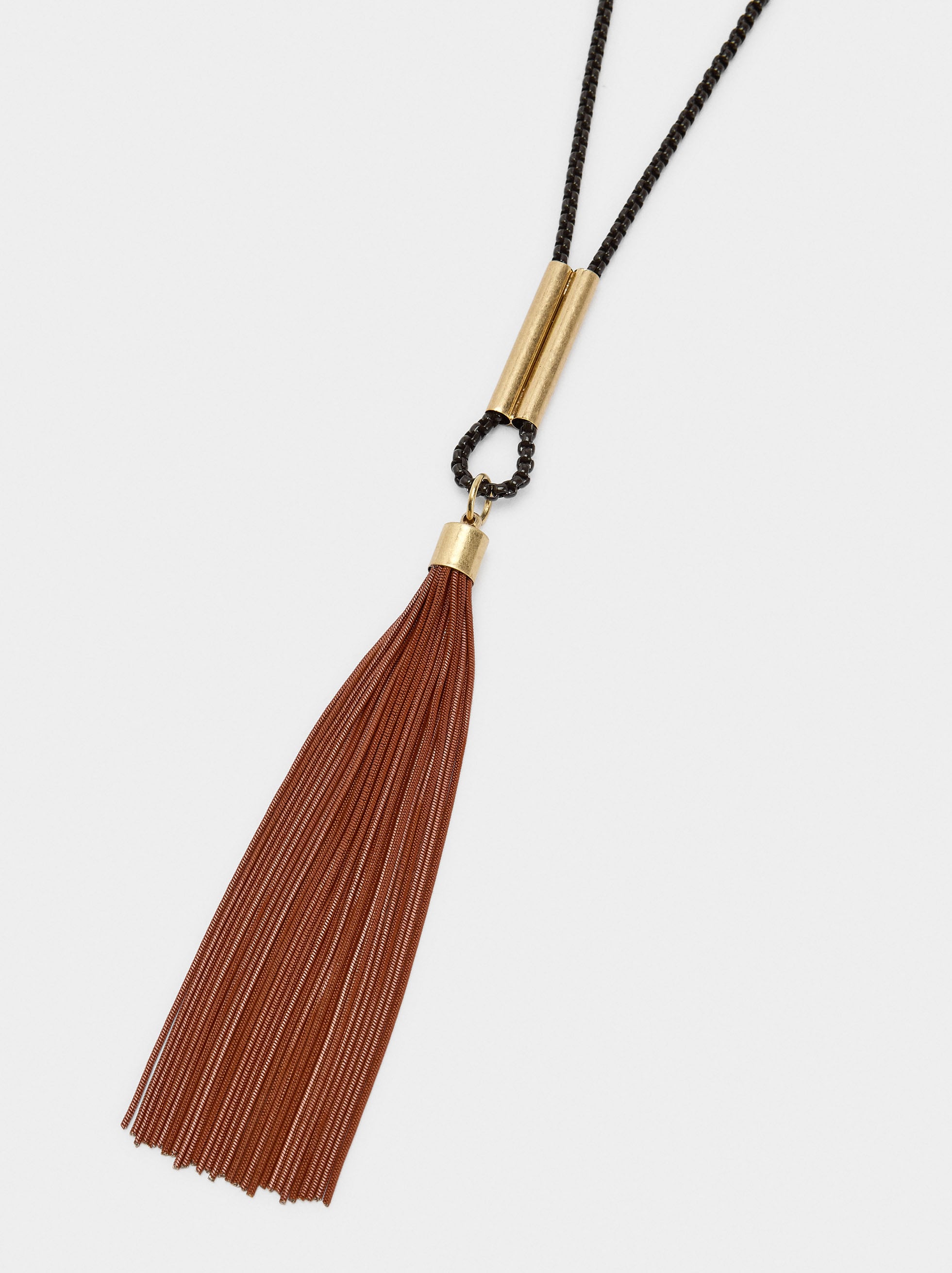 Collar Largo Con Colgante De Flecos