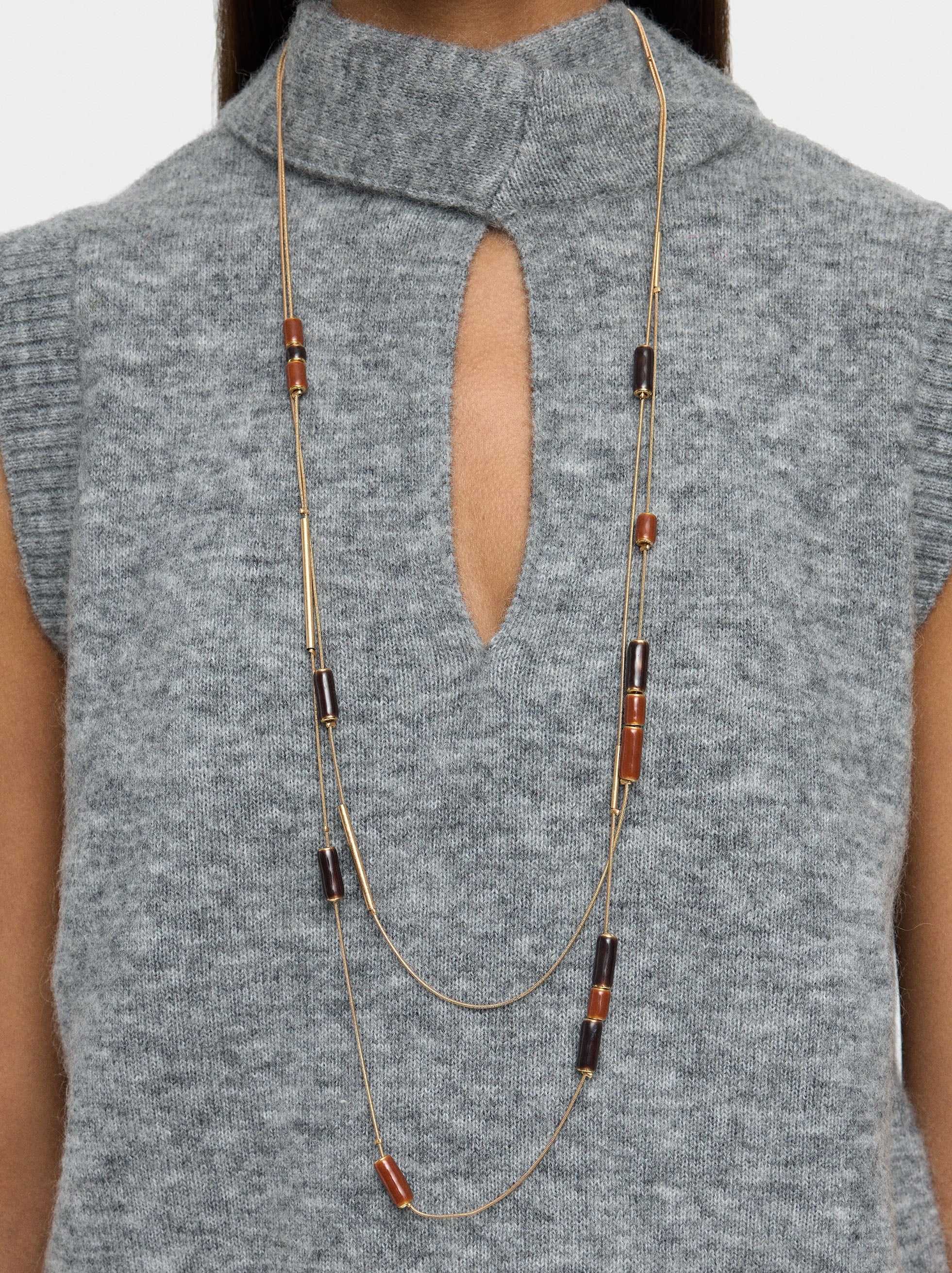 Collar Doble Con Detalles Esmaltados