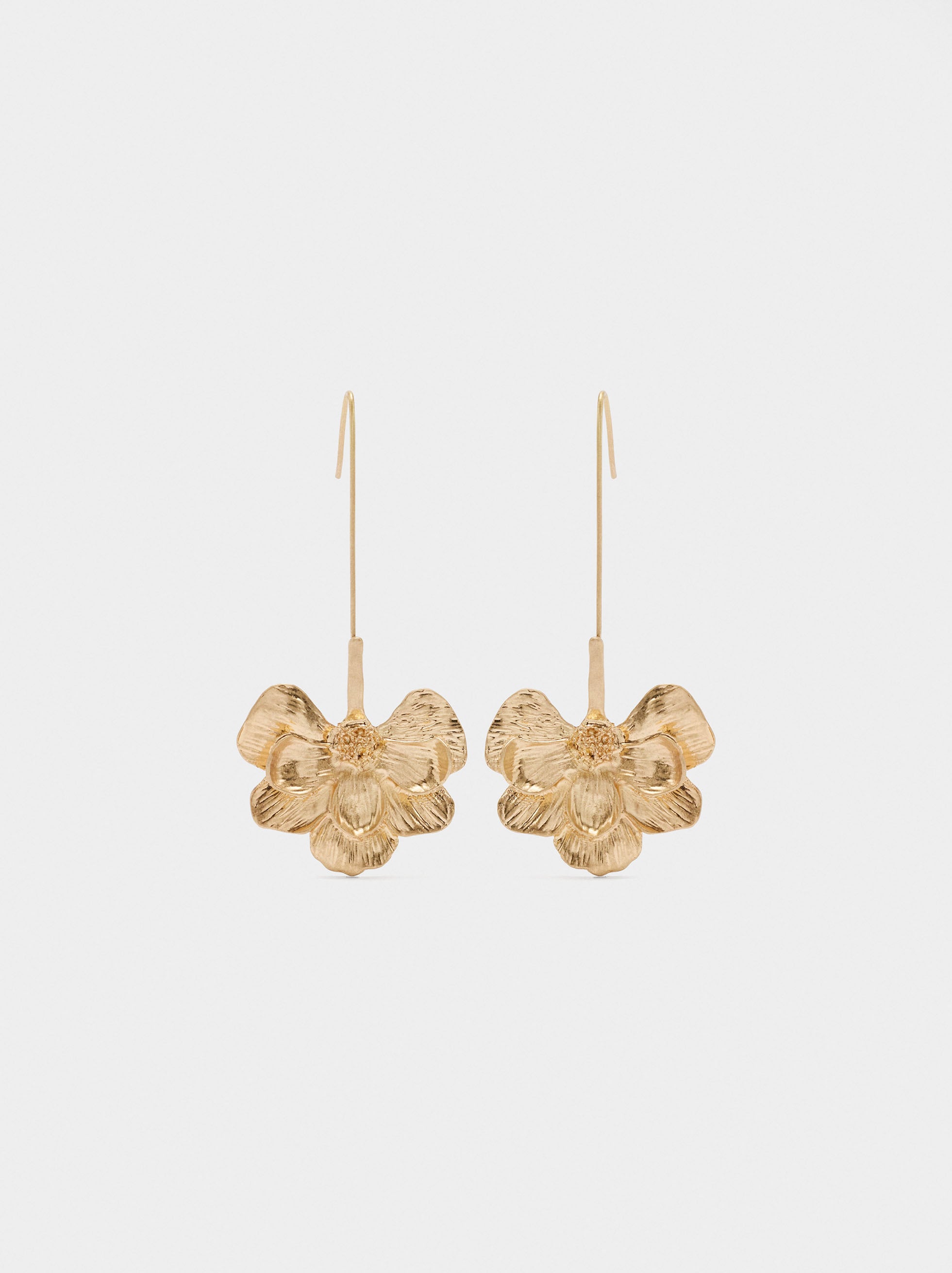 Pendientes Maxi Largos Con Flor Rayada