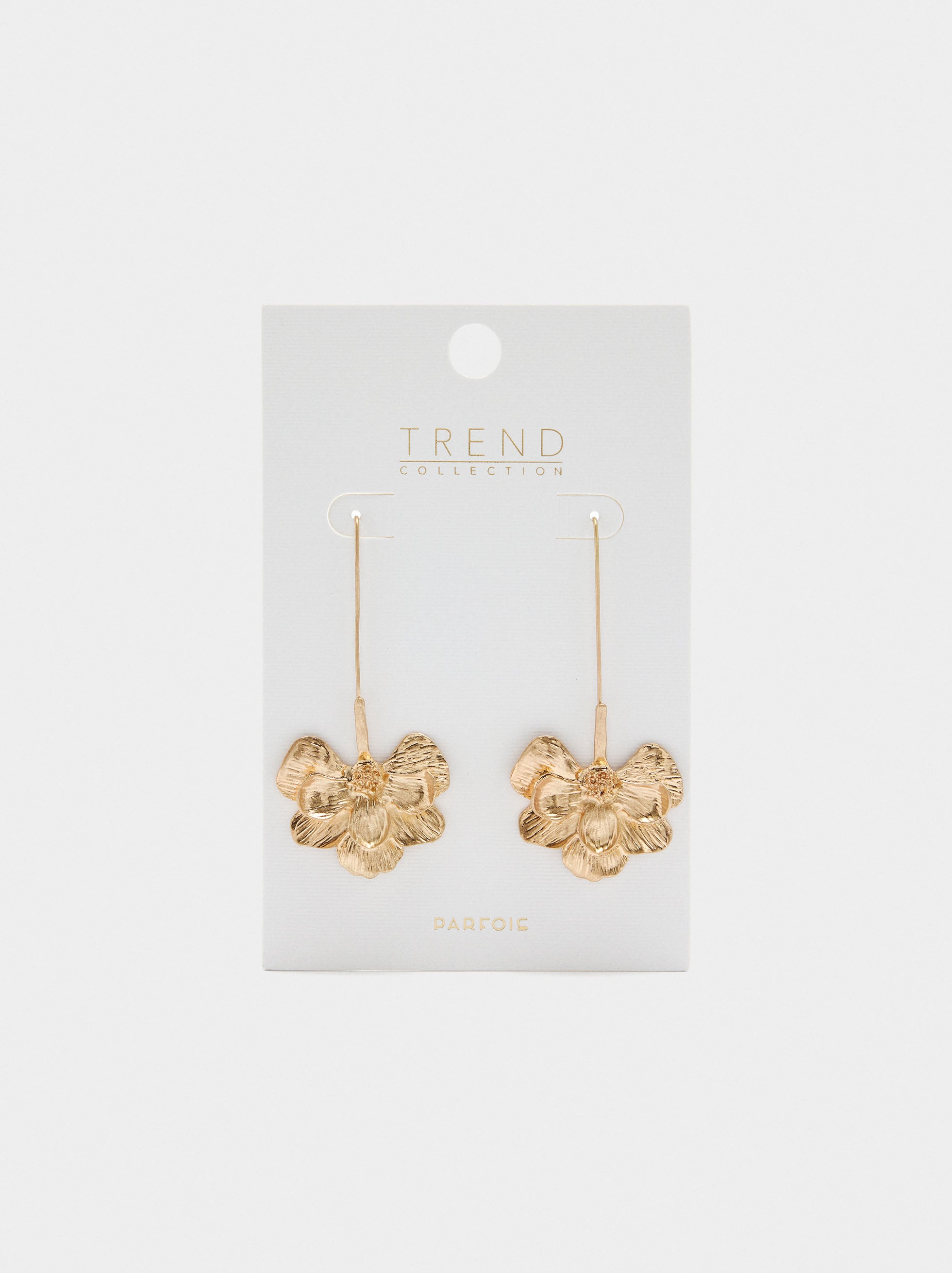 Pendientes Maxi Largos Con Flor Rayada