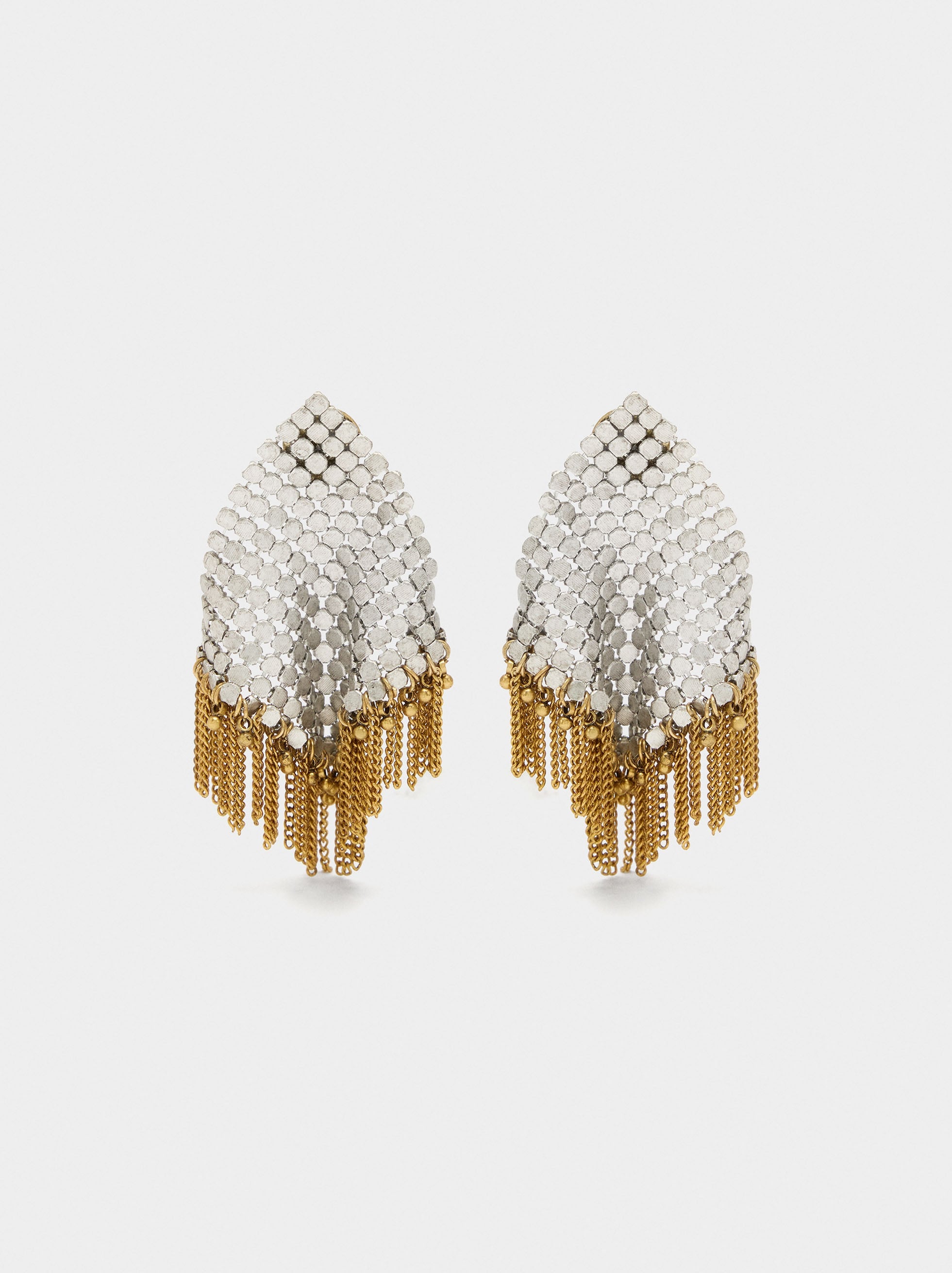 Pendientes Maxi Rombos Con Flecos
