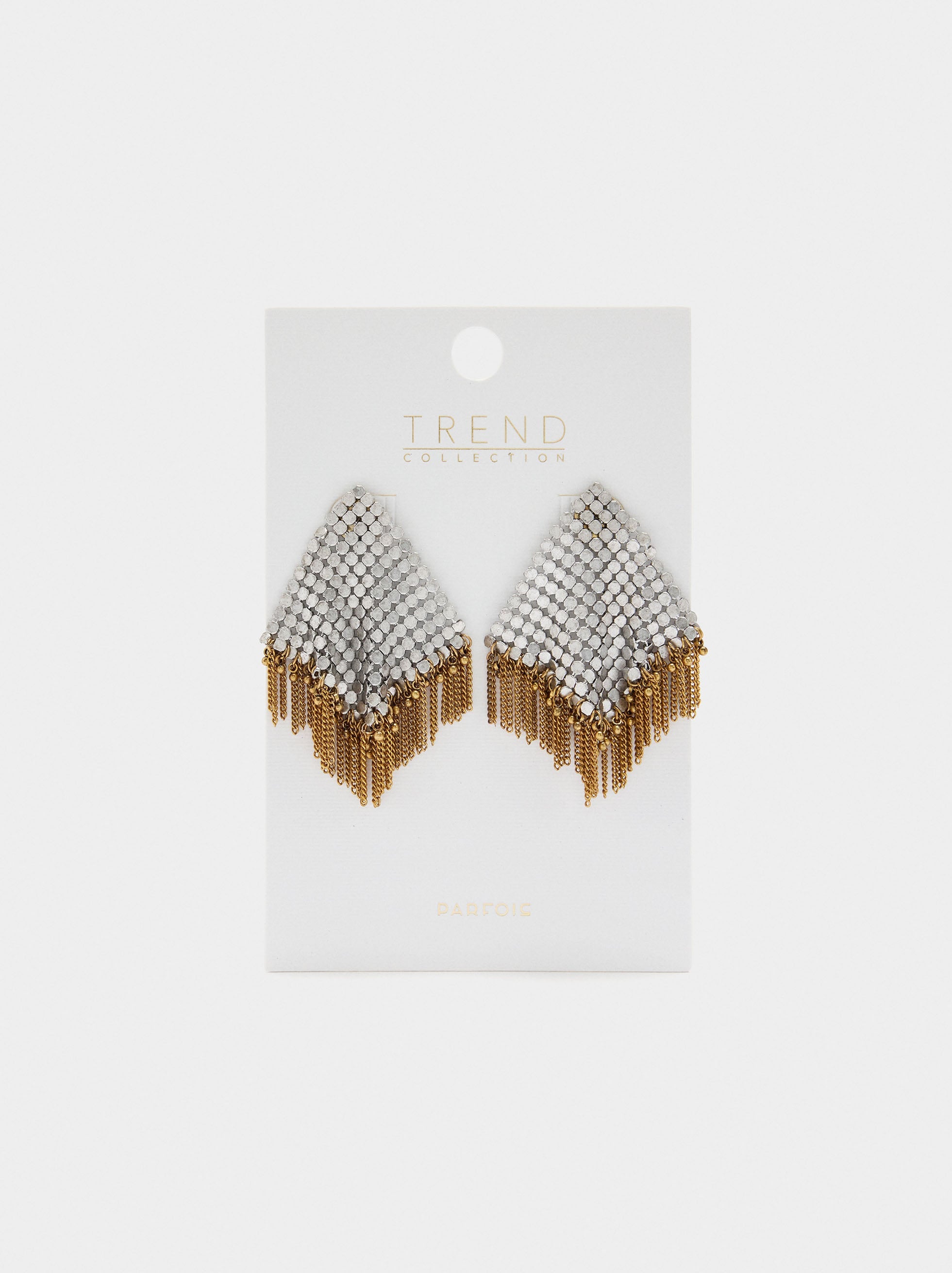 Pendientes Maxi Rombos Con Flecos