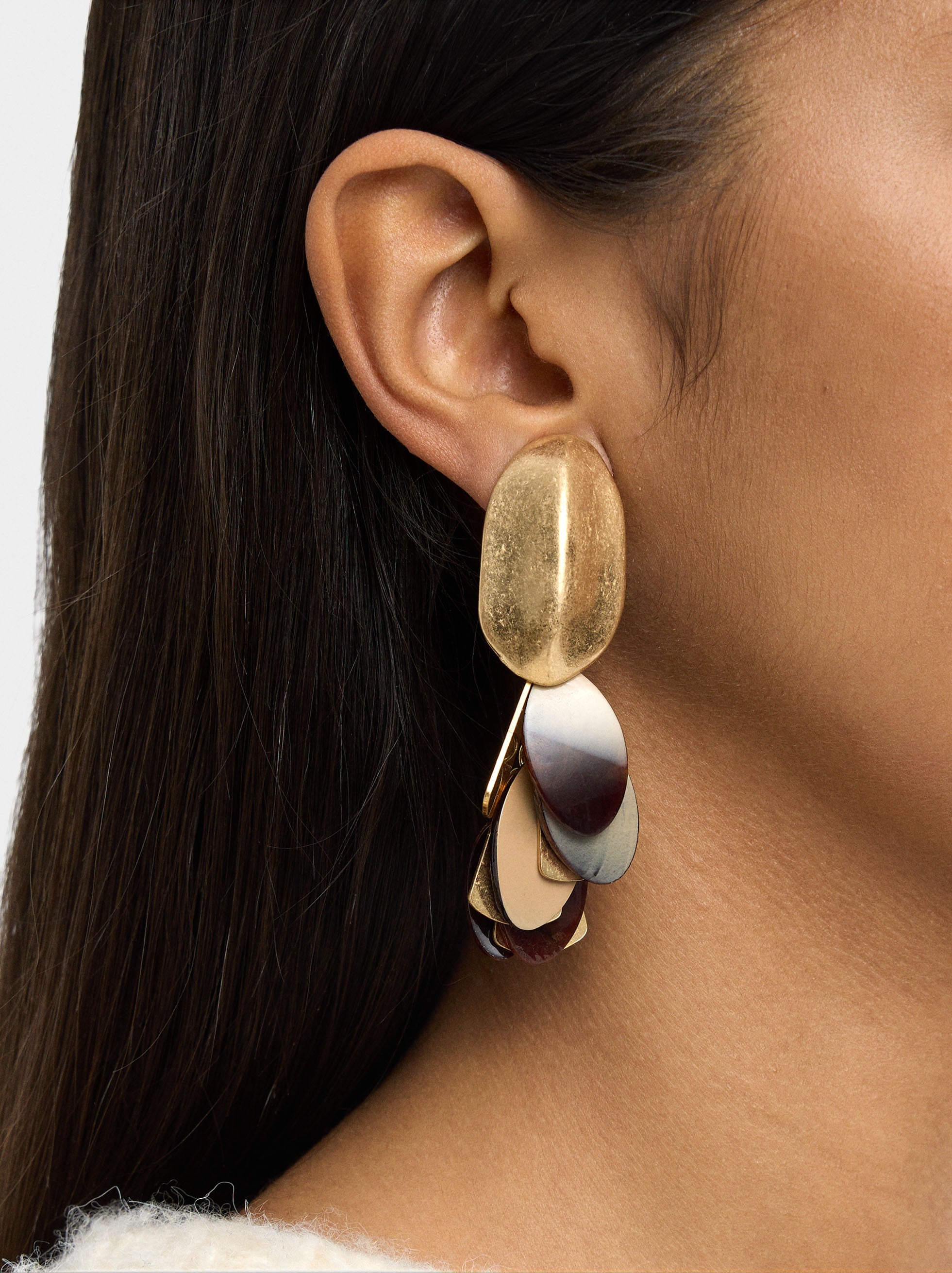 Pendientes Maxi Ovales Con Pétalos