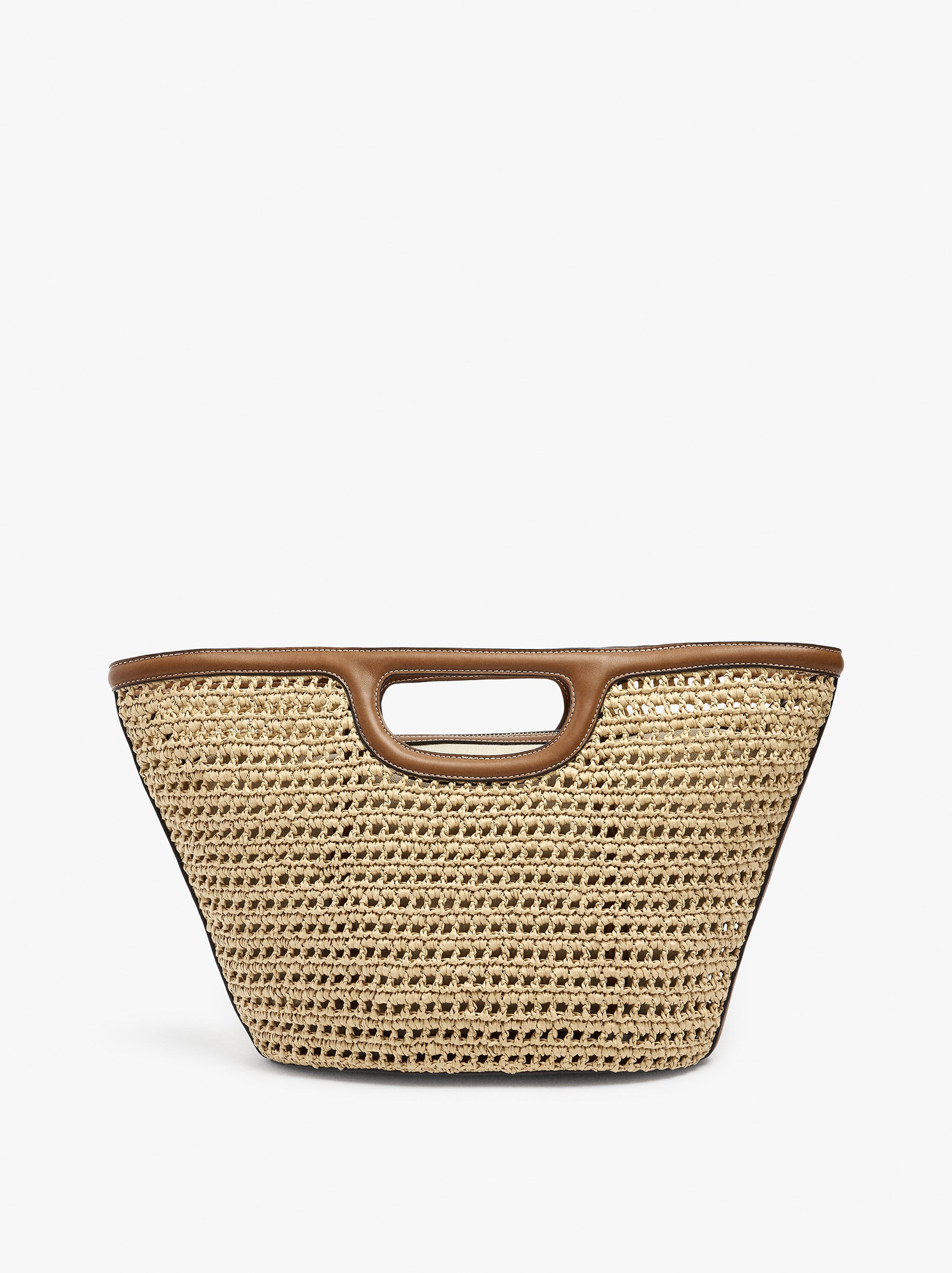 Bolso Tote Efecto Rafia Con Bolso Removible
