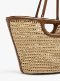 Bolso Tote Efecto Rafia Con Bolso Removible